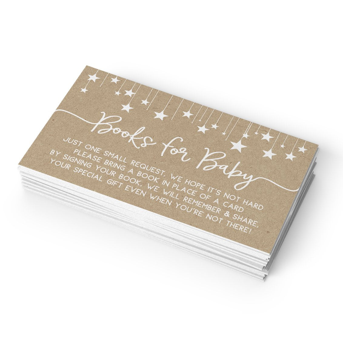 Tarjetas impresas para baby shower de fiesta con texto en inglés «Bring a Book Insert», kraft, juego de 25 unidades