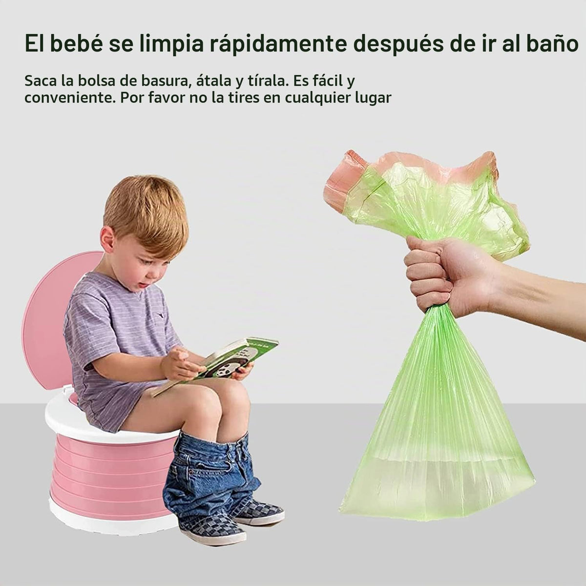 Portátil, plegable para el orinal del bebé, asiento de inodoro de entrenamiento de emergencia para el coche, camping, al aire última intervensión, interior (rosa, pequeño)