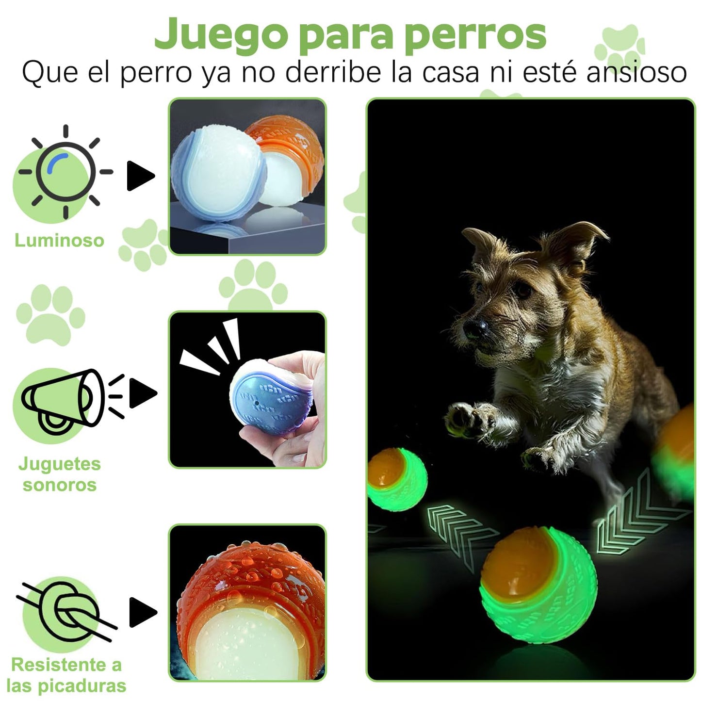 Pelota de Juguete ZHEYU Luminoso Durable para Perros
