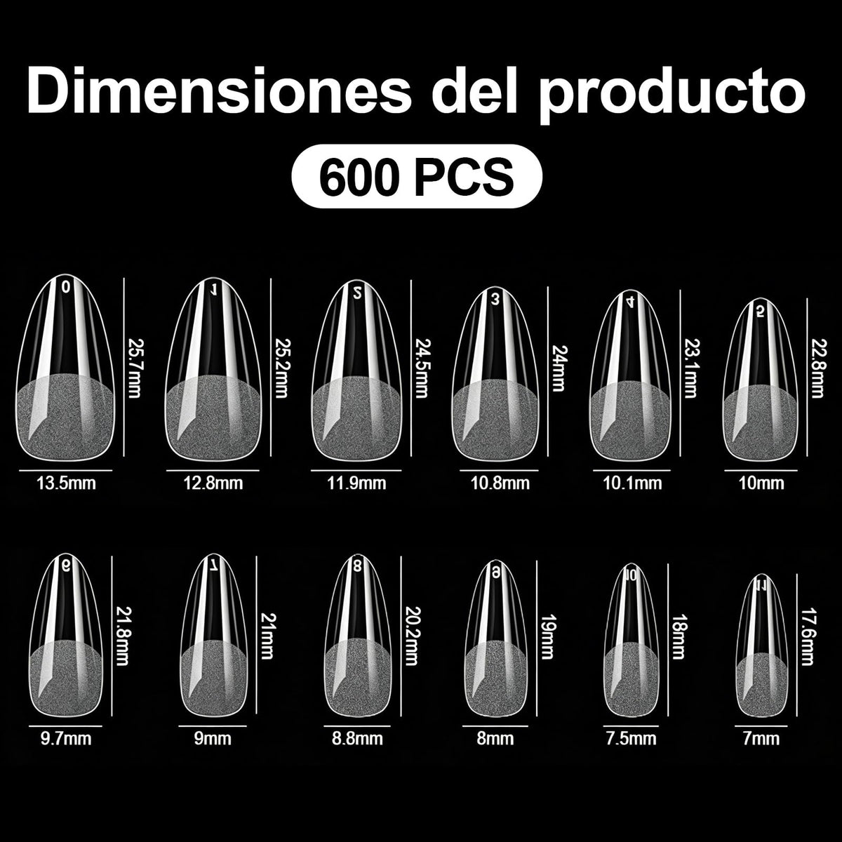Kit de Uñas Acrílicas 8 en 1 con Pegamento 7 en 1 y Lámpara UV LED Blanca para Mujer