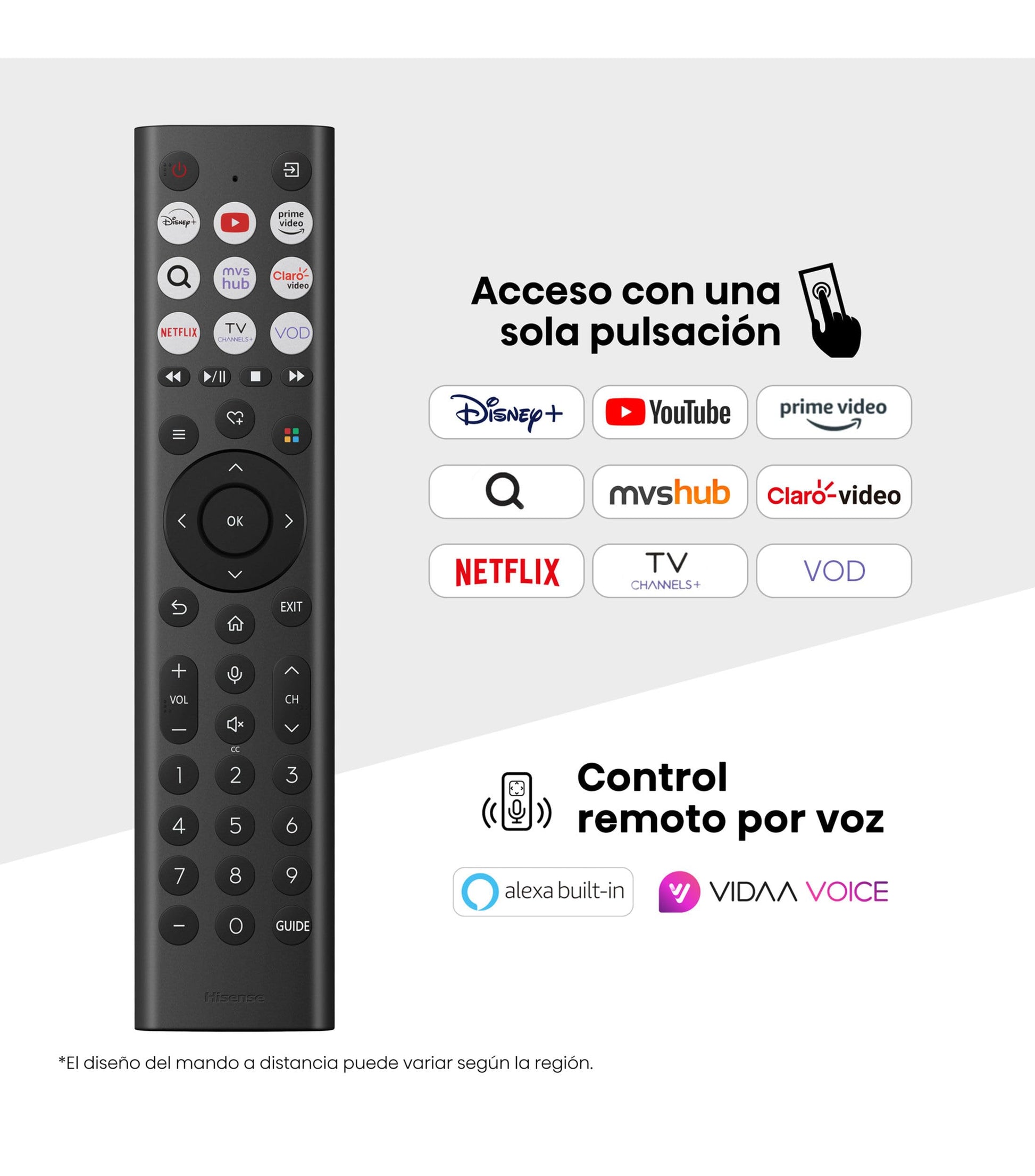 Hisense Pantalla QLED 4K Vidaa U Compatible con Alexa,Dolby Vision Atmos, Escalado IA a UHD, HDMI, LAN, WiFi. Control de Voz. Bluetooth. (2025) Free HDMI Cable UHD. (65")