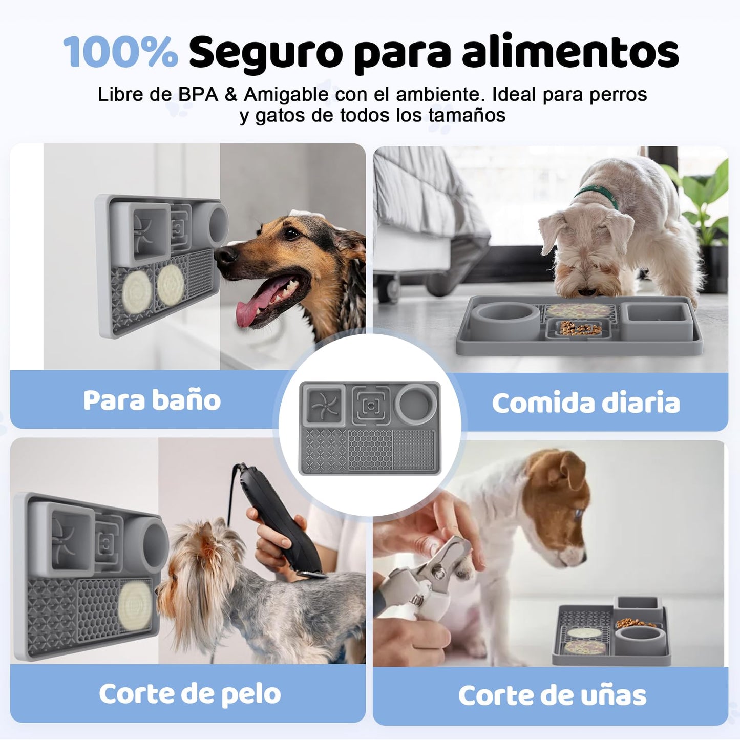 Alfombrilla para Lamer Perros 6 en 1 con Cuenco de Agua para Reducir Ansiedad en Baño y Entrenamiento