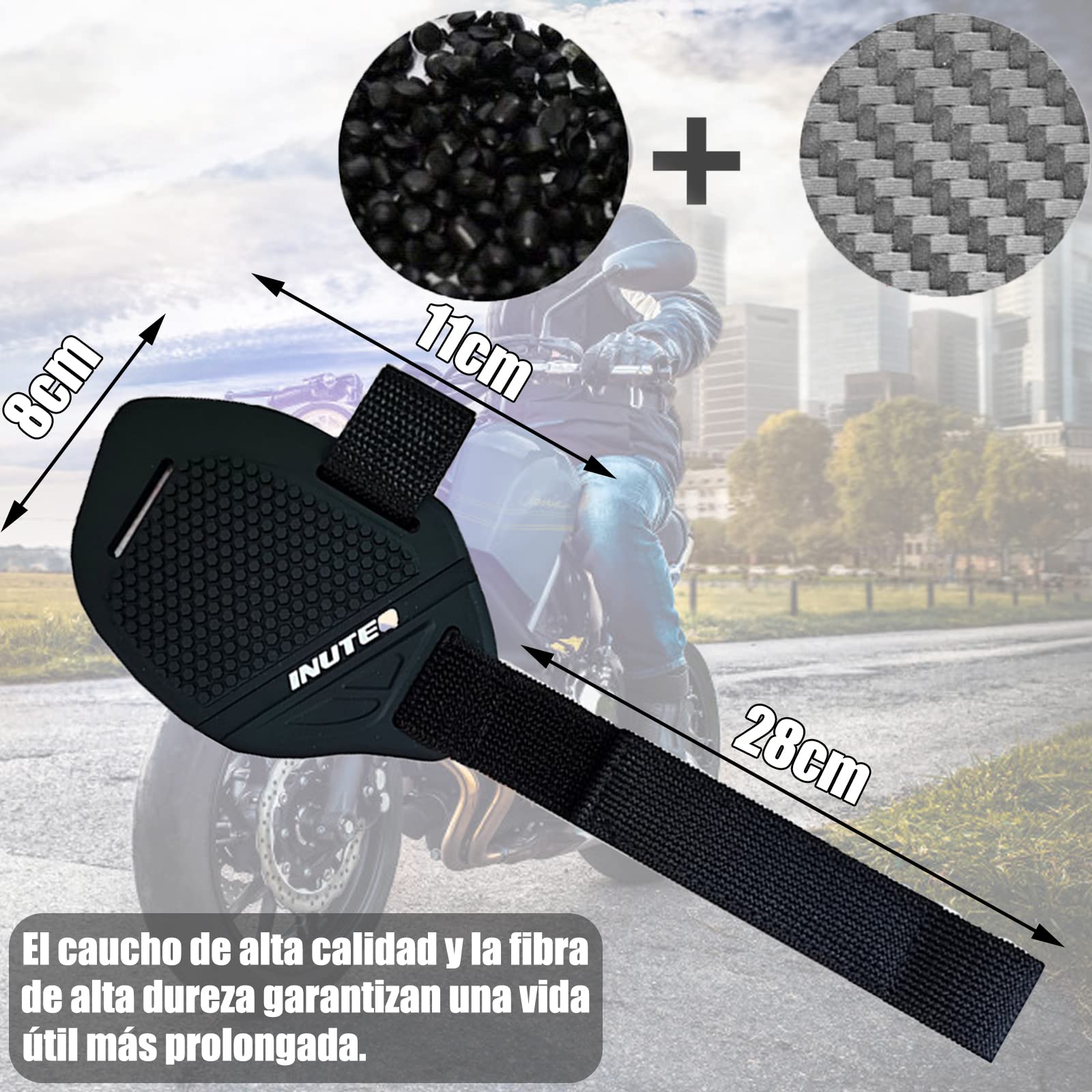 HEKE Accesorios de Cambio de Marchas de Motocicleta para Zapatos, Protector de Botas de Goma de Motocicleta con Correa para Zapatos, Cubierta Protectora Antideslizante para Zapatos, 1 Pieza