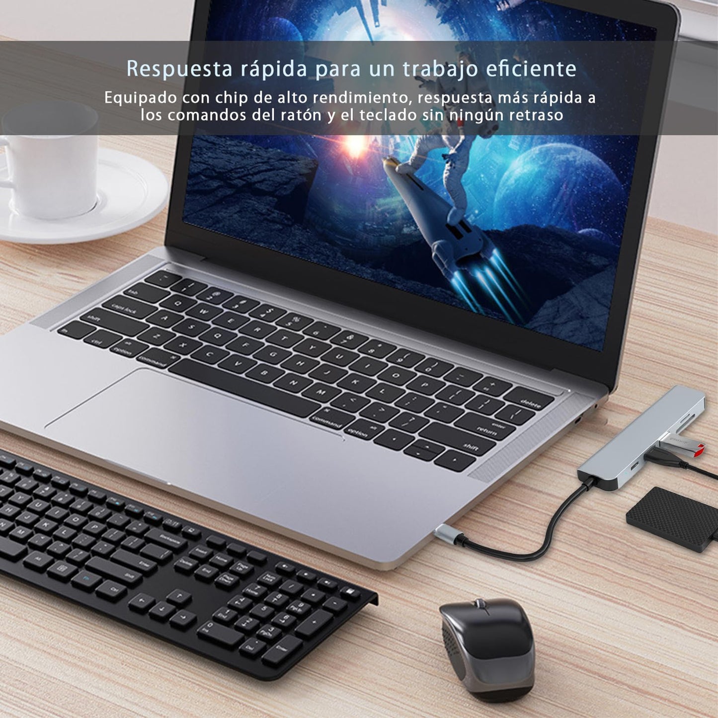 FEISEDY Hub 6 en 1 USB-C con Carga Rápida PD 100W, HDMI 4K, Lector Dual SD/TF y 2 Puertos USB 3.0 - Adaptador Multifunción para MacBook, Windows y Dispositivos Tipo C