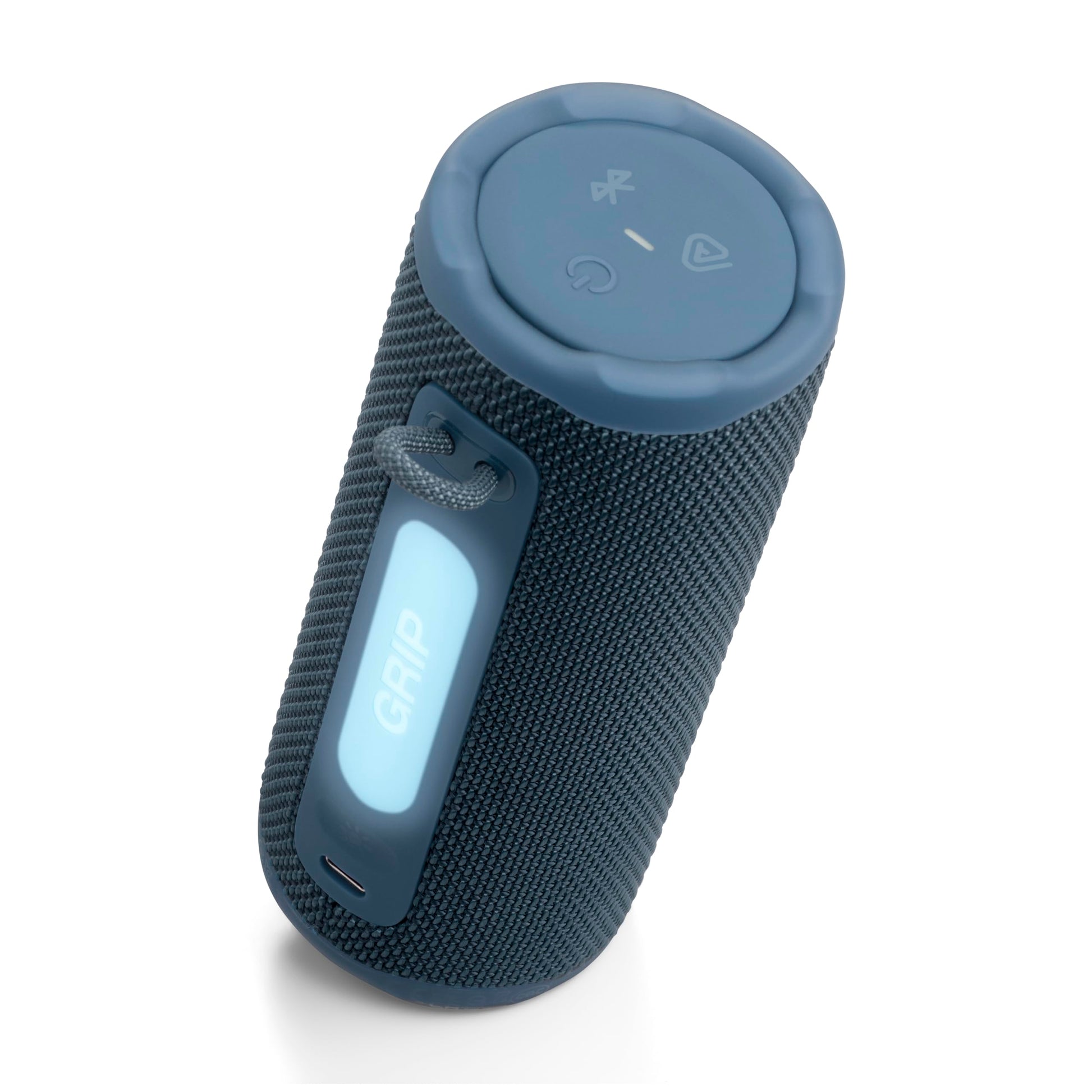 JBL Grip - Altavoz Bluetooth Compacto con Sonido Bold JBL Pro y luz Ambiental, hasta 14 Horas de Tiempo de reproducción, Agua, Polvo y caídas (IP68) y conexión multiparlante con Auracast (Azul)