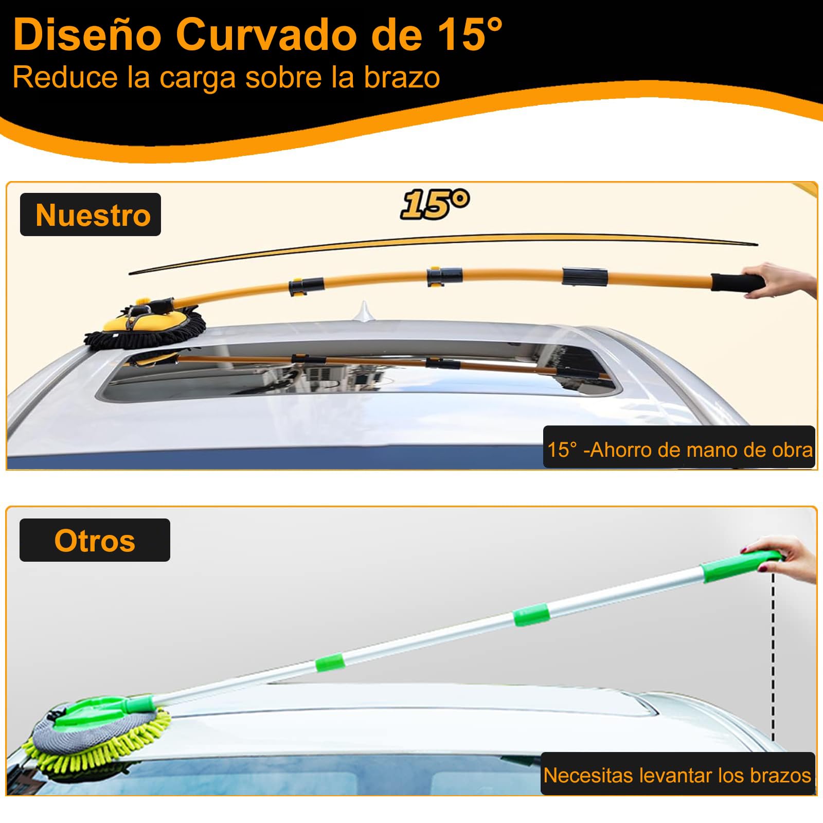 Cepillo Chenilla PANGP Azul con Mango Extensible para Limpieza de Carros, SUV y Camiones