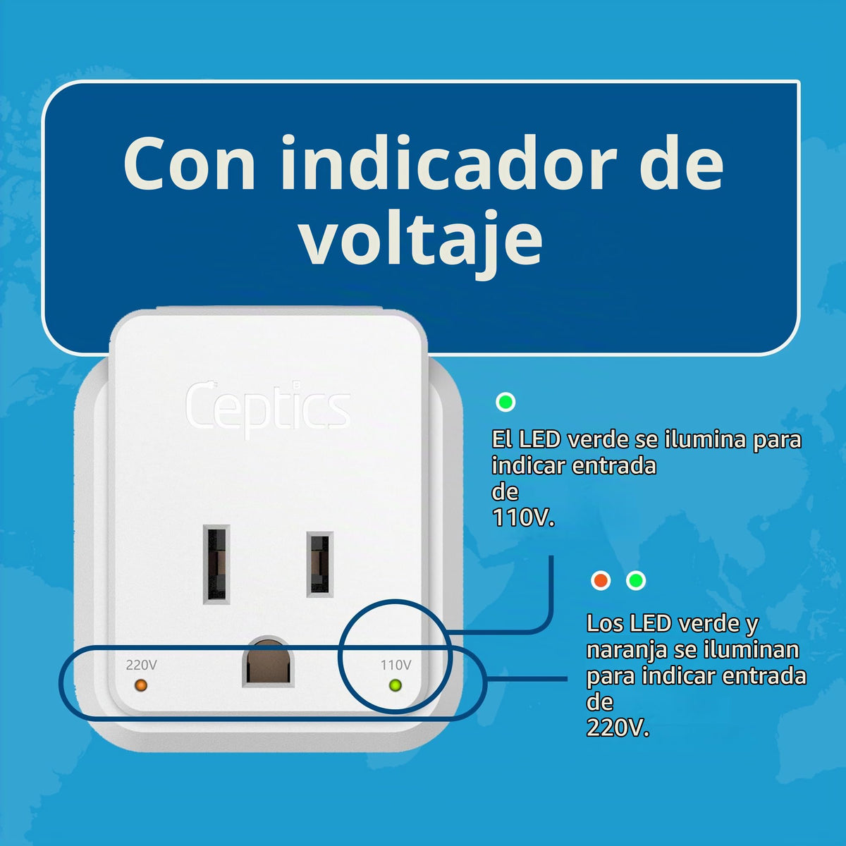 Juego de Adaptador de Corriente Ceptics South Africa Blanco con Doble USB y USB-C para Viaje en África