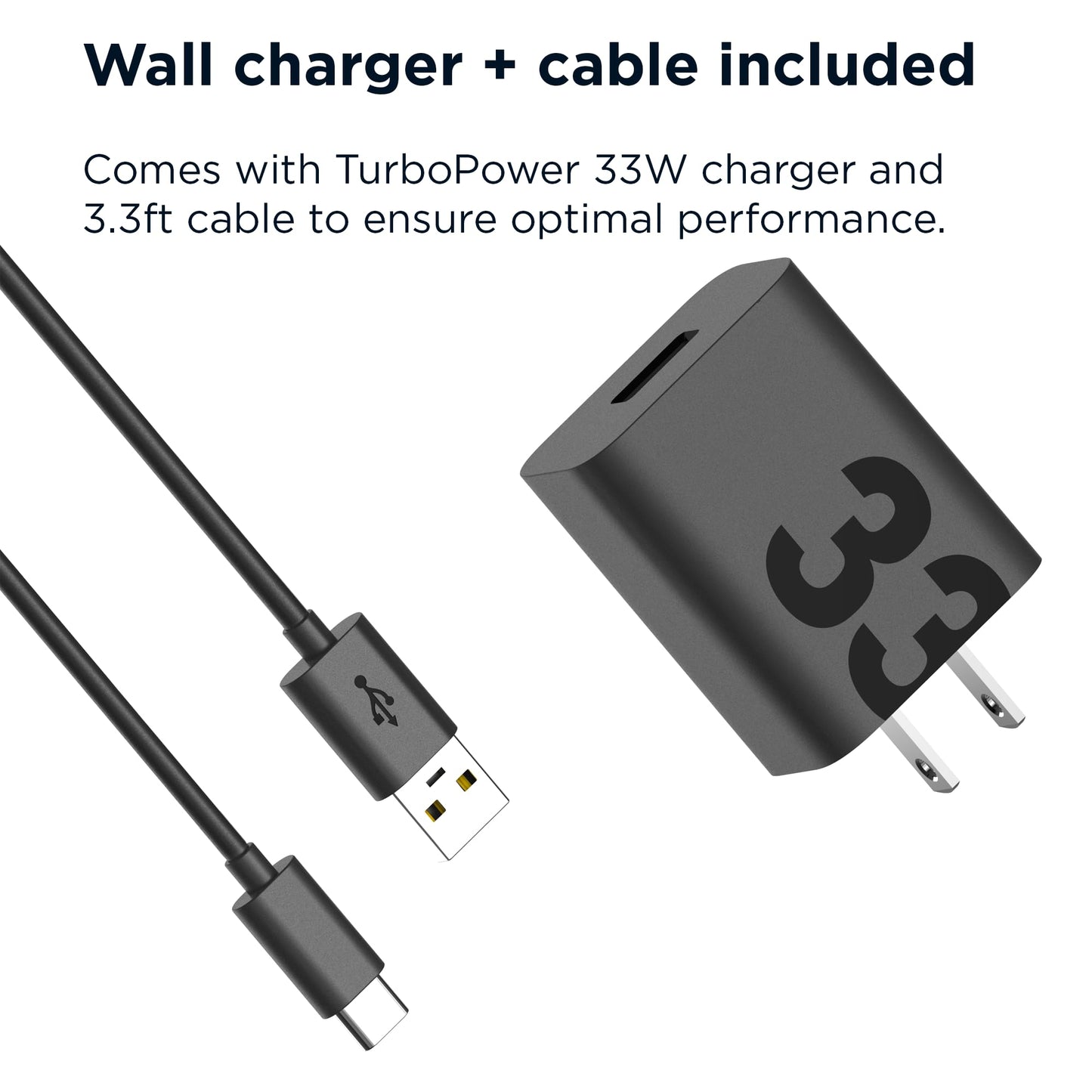 Motorola TurboPower - Soporte inalámbrico Qi de 15 W + cargador de 33 W + cable USB-C - para Moto G Power 2024/2025, Stylus (2025), G Stylus 5G 2024, Edge 2023/2024, Razr/Razr Plus 2023/2024/2025