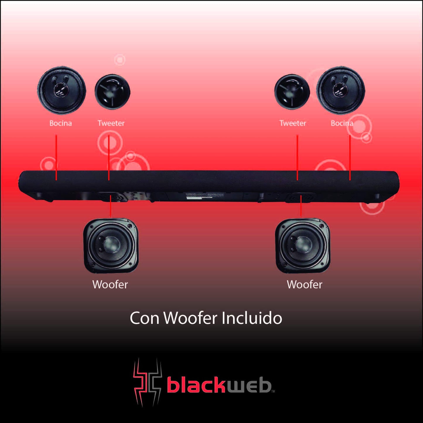 Barra de Sonido Bluetooth 2.1 de Canal, 37 ″ BWA18SB001