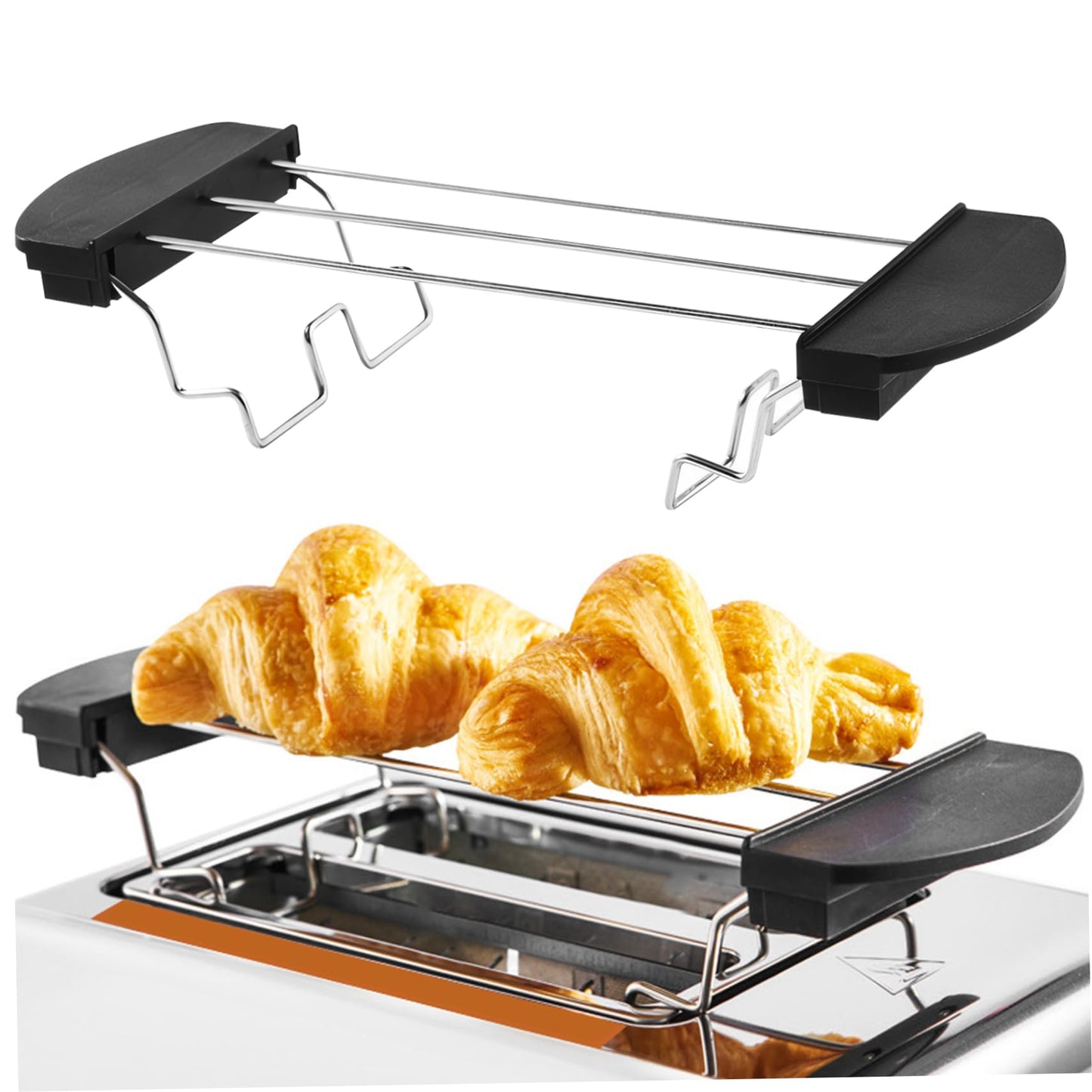 Rack Calentamiento Tostador de Acero Inoxidable Rejilla Plegable Anti-escalves para 2 Rodajas