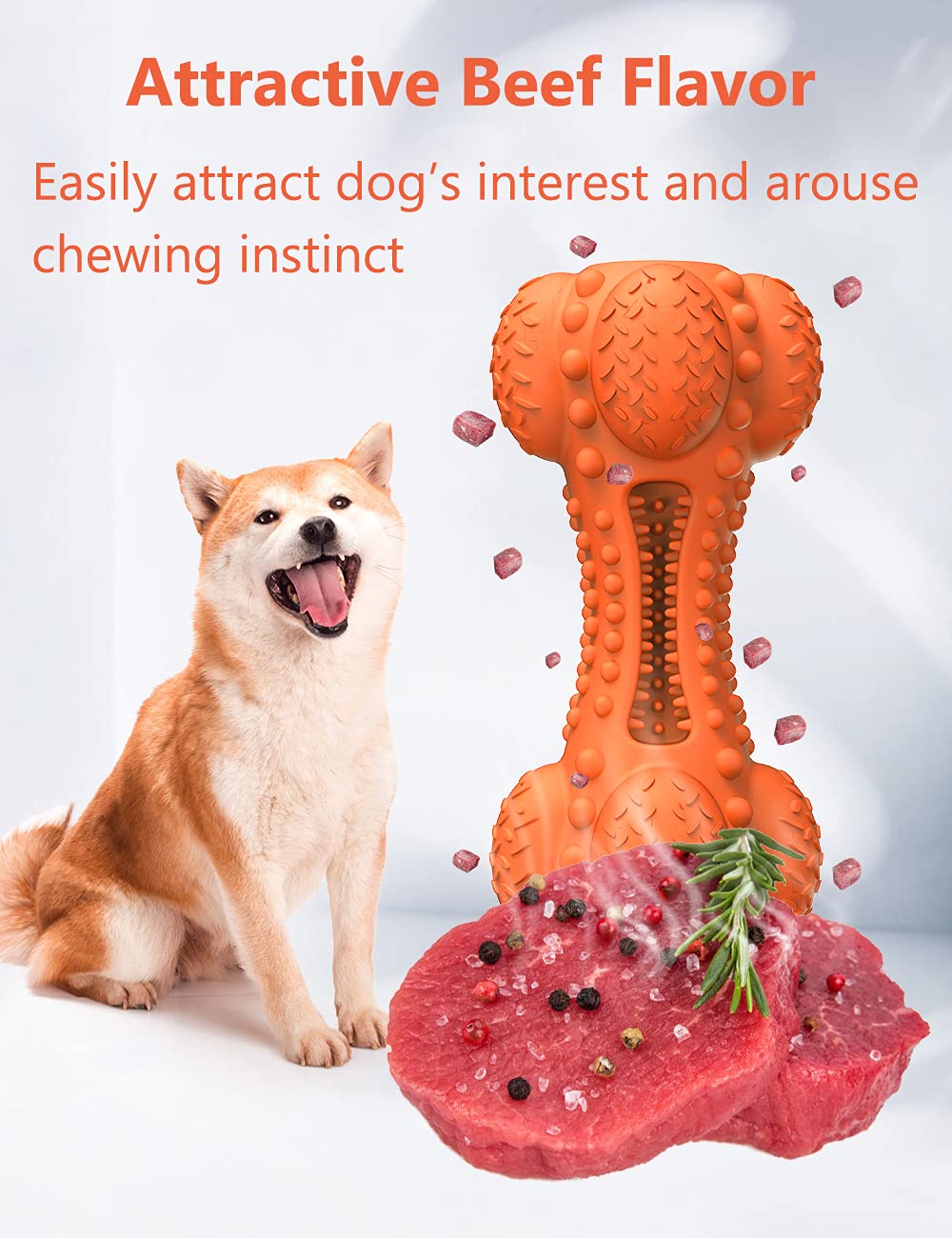 Juguete masticable para perros chirriantes para masticadores agresivos de raza grande, hueso de goma indestructible con cepillo de dientes para limpieza de dientes de perros grandes y medianos