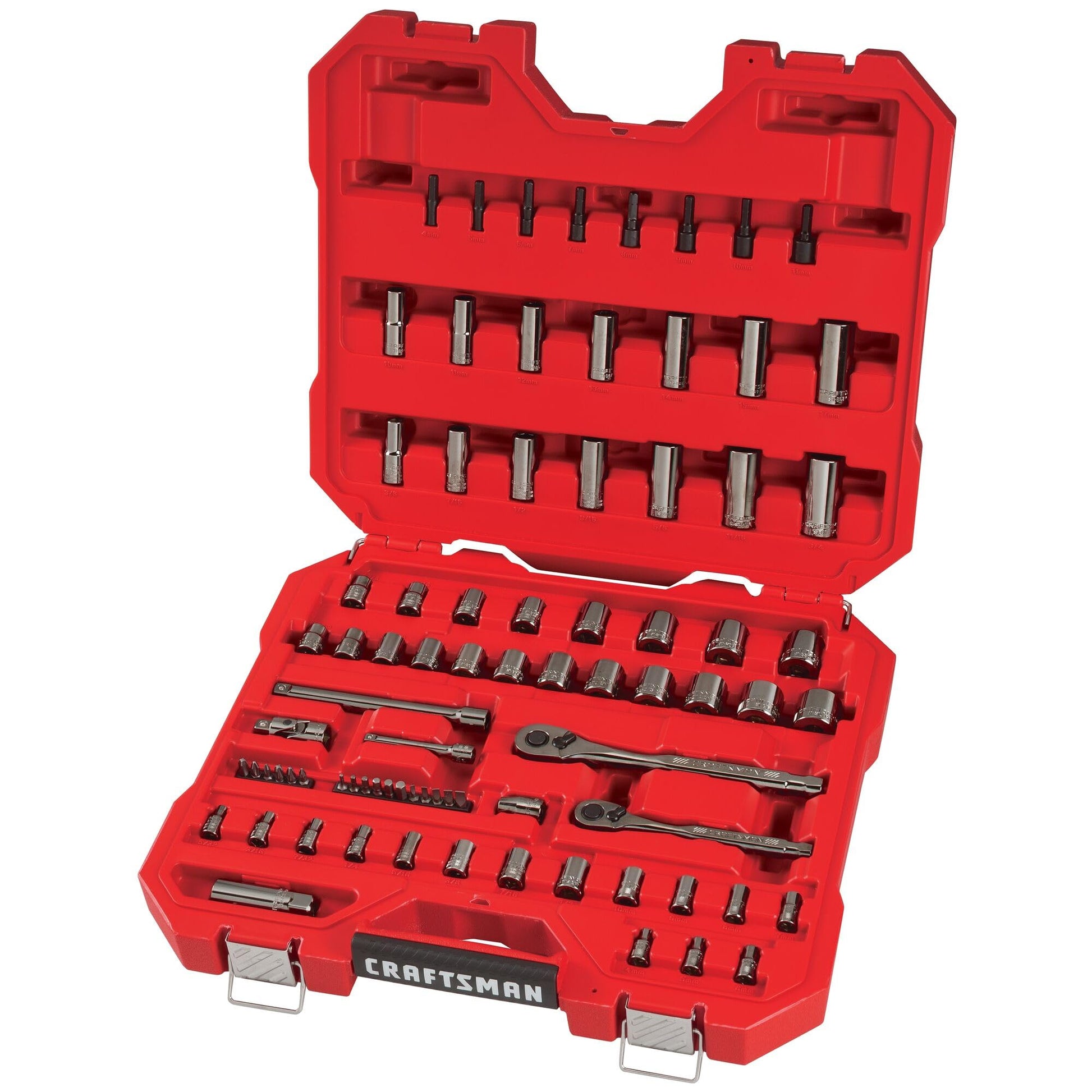 CRAFTSMAN - Juego de herramientas mecánicas de 1/4 pulgadas y 3/8 pulgadas, SAE/métrico, 81 piezas (CMMT82335L)