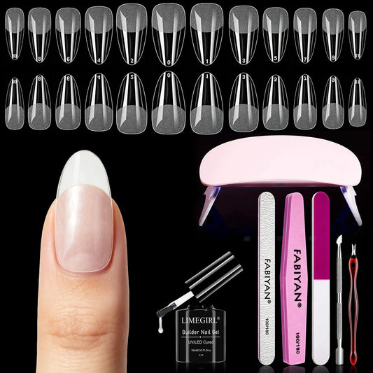 Kit de Uñas Acrílicas 8 en 1 con Pegamento 7 en 1 y Lámpara UV LED Blanca para Mujer