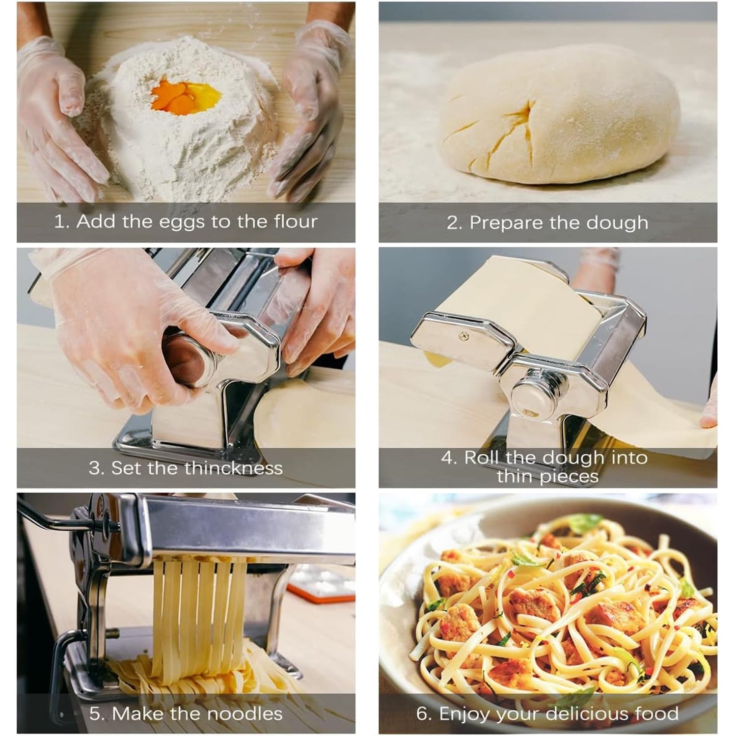 Máquina para Hacer Pasta MZTOGR Acero 150 mm con Accesorio para Raviolis y 9 Ajustes de Grosor