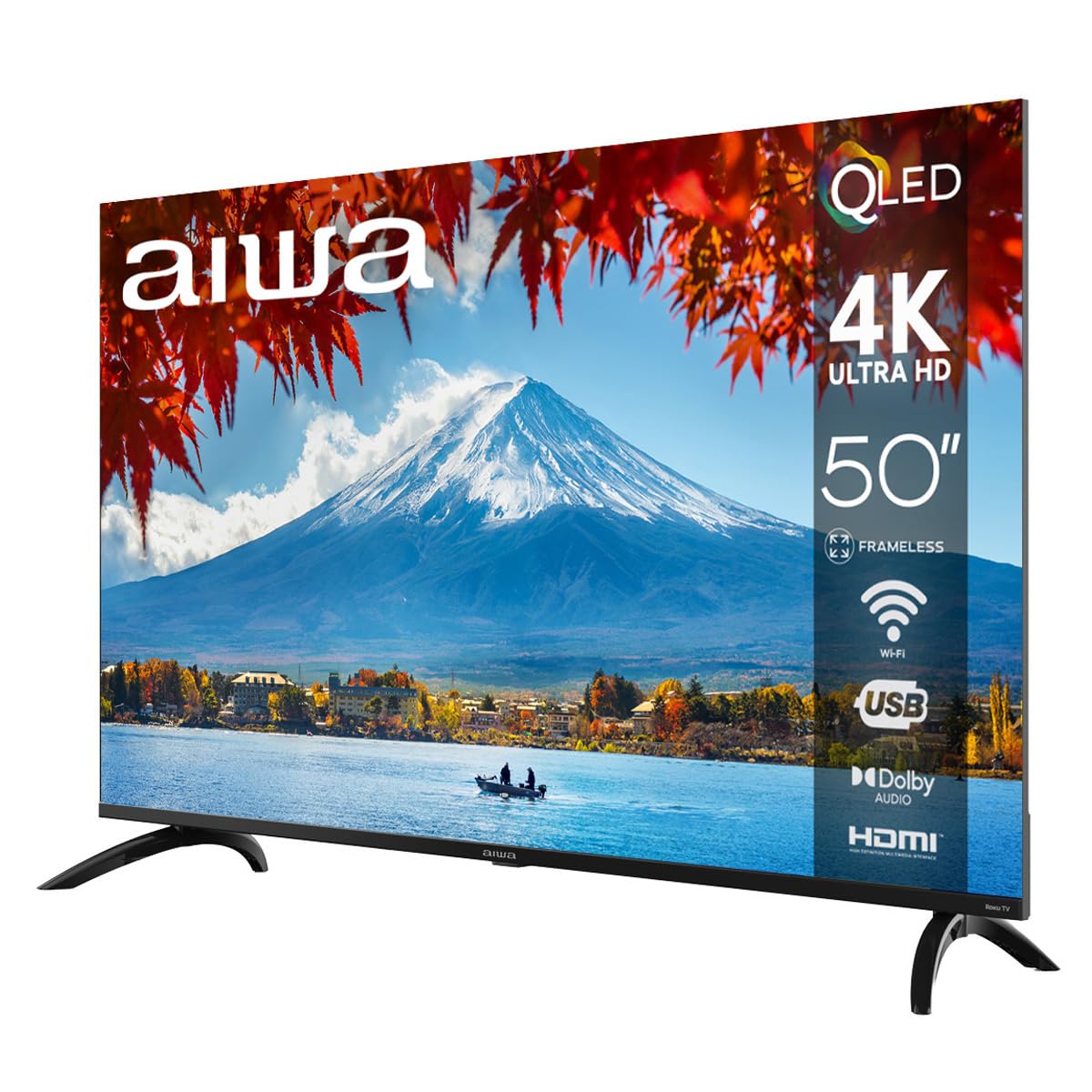 Aiwa Smart TV 50 Pulgadas QLED 4K UHD Roku TV AW50RKQ con HDR, Dolby Audio, WiFi, Bluetooth, 4 HDMI eARC, Pantalla Ultra HD
