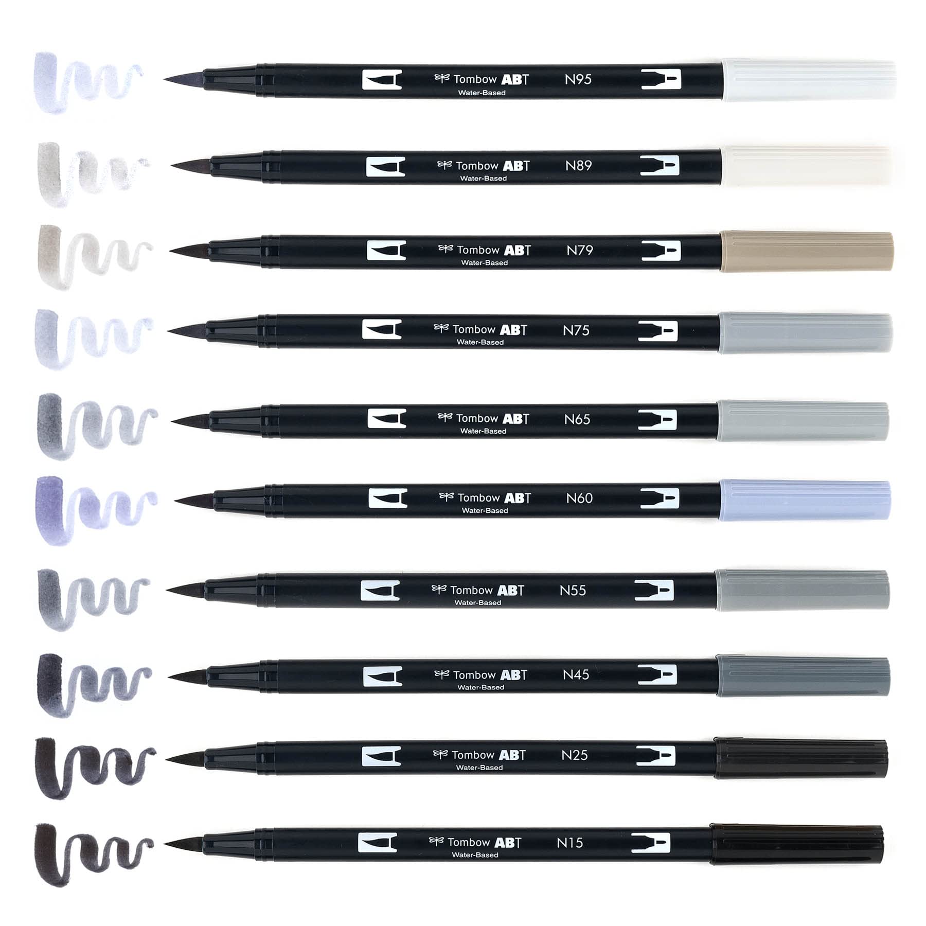 Rotuladores Artísticos Tombow Escala de Grises Doble Pincel Paquete de 10