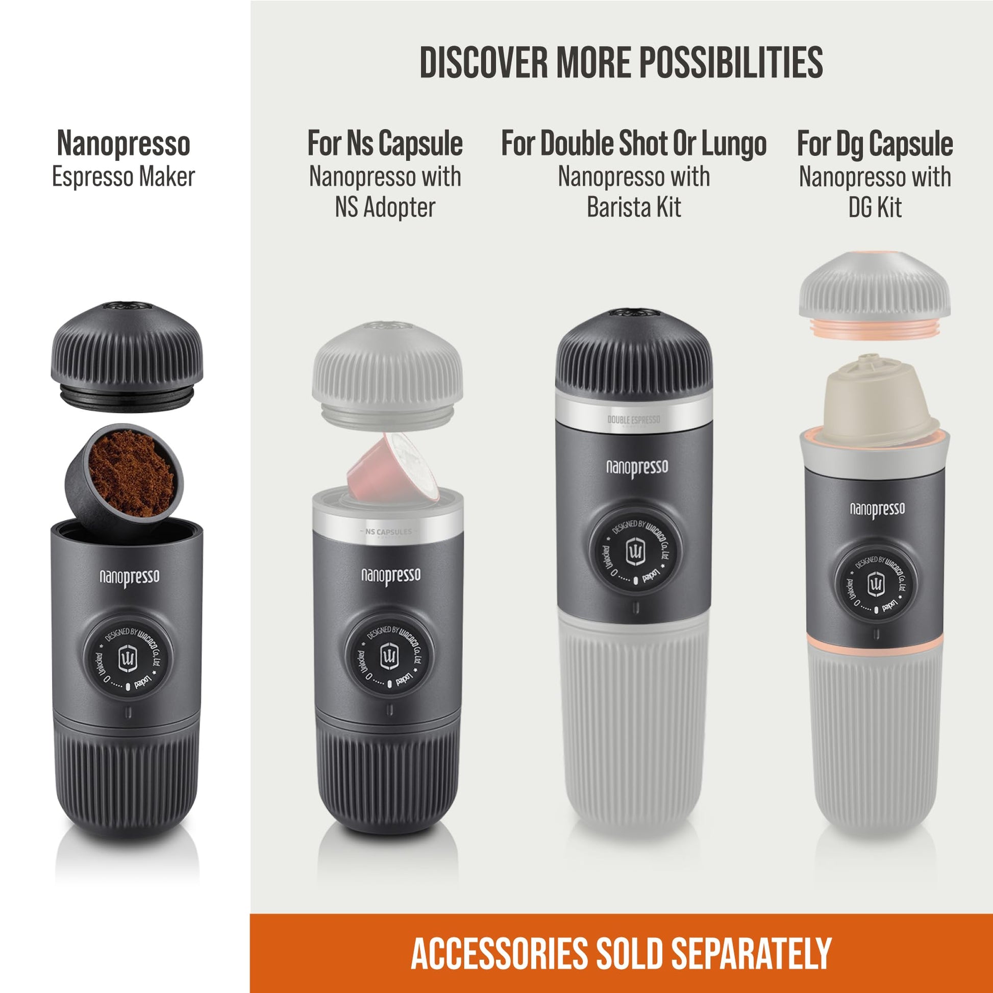Cafetera de Espresso Portátil Wacaco Nanopresso Negra versión Mejorada para Viaje