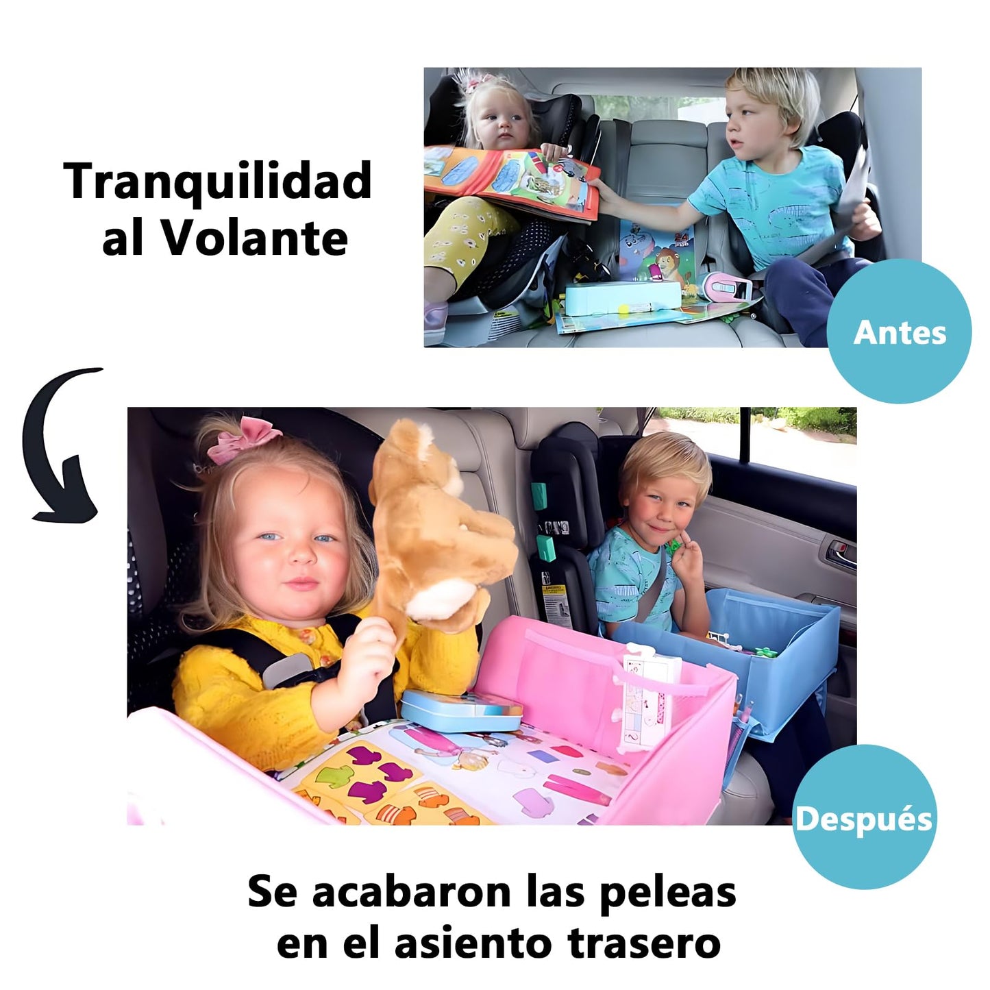 Bandeja de Viaje para Niños, Bandeja para Silla de Auto, Adecuado para Actividades en Asientos de Automóviles y Aviones, Artículos Esenciales para Viajes Por Carretera para Niños Pequeños