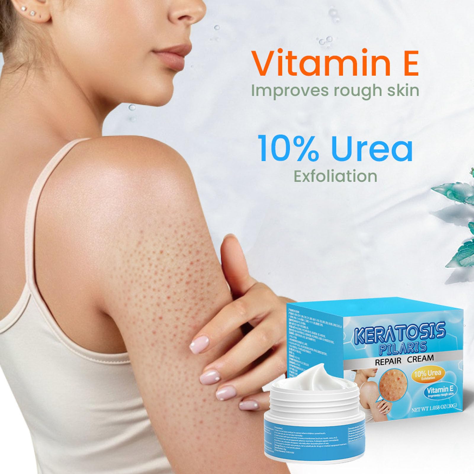 Crema de Queratosis para Suavizar la Piel, Borrador de Protuberancias, Exfoliación con Vitamina E - Solución Diaria para el Cuidado de la Piel, Material Orgánico, Alivio