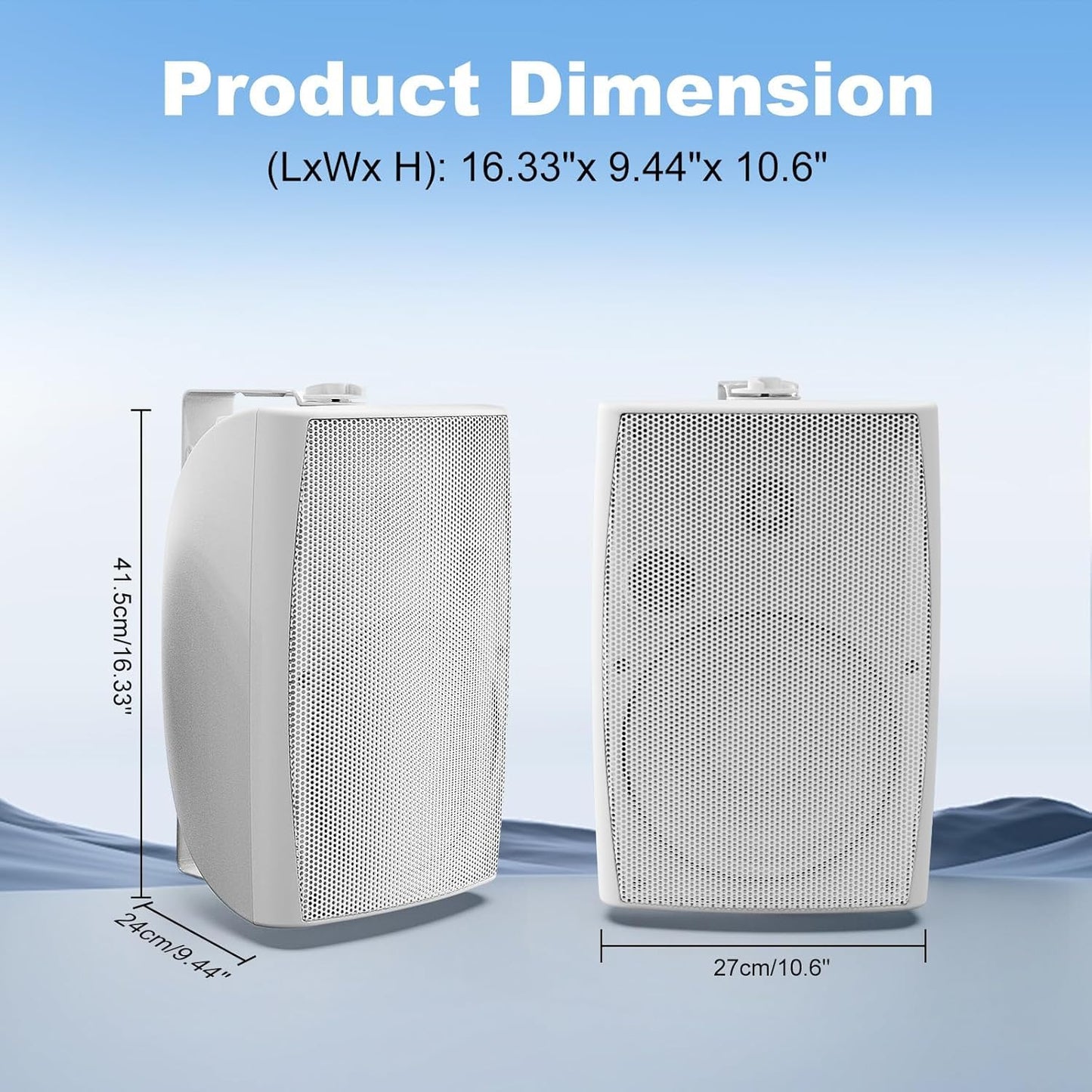 Herdio - Altavoces Bluetooth de 8 Pulgadas y 600 W para Exteriores, Impermeables, con Cable con Graves potentes, Sistema de Sonido Fuerte, Duradero, Adecuado para Grandes Espacios