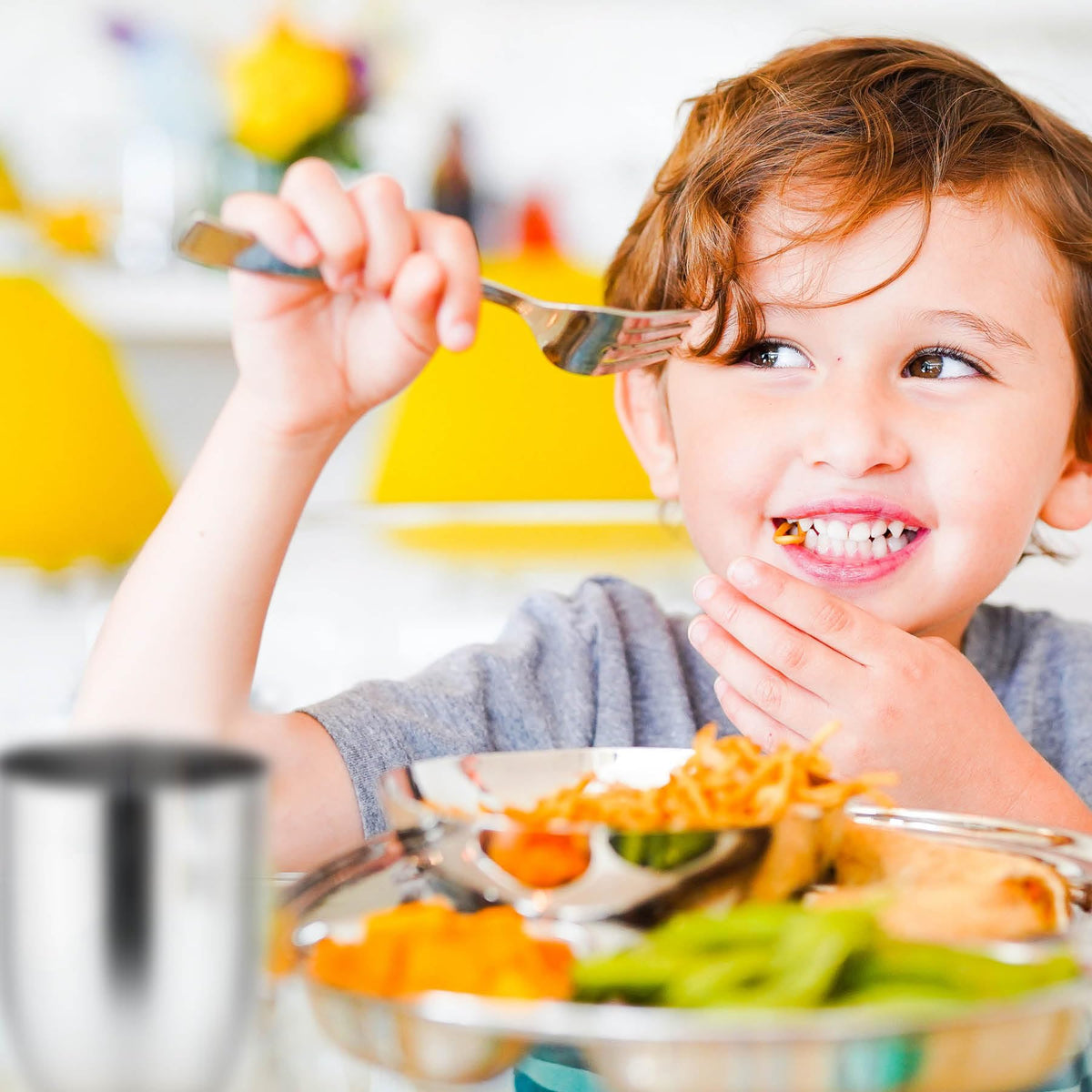 Ahimsa Juego de utensilios de acero inoxidable para niños, clásico