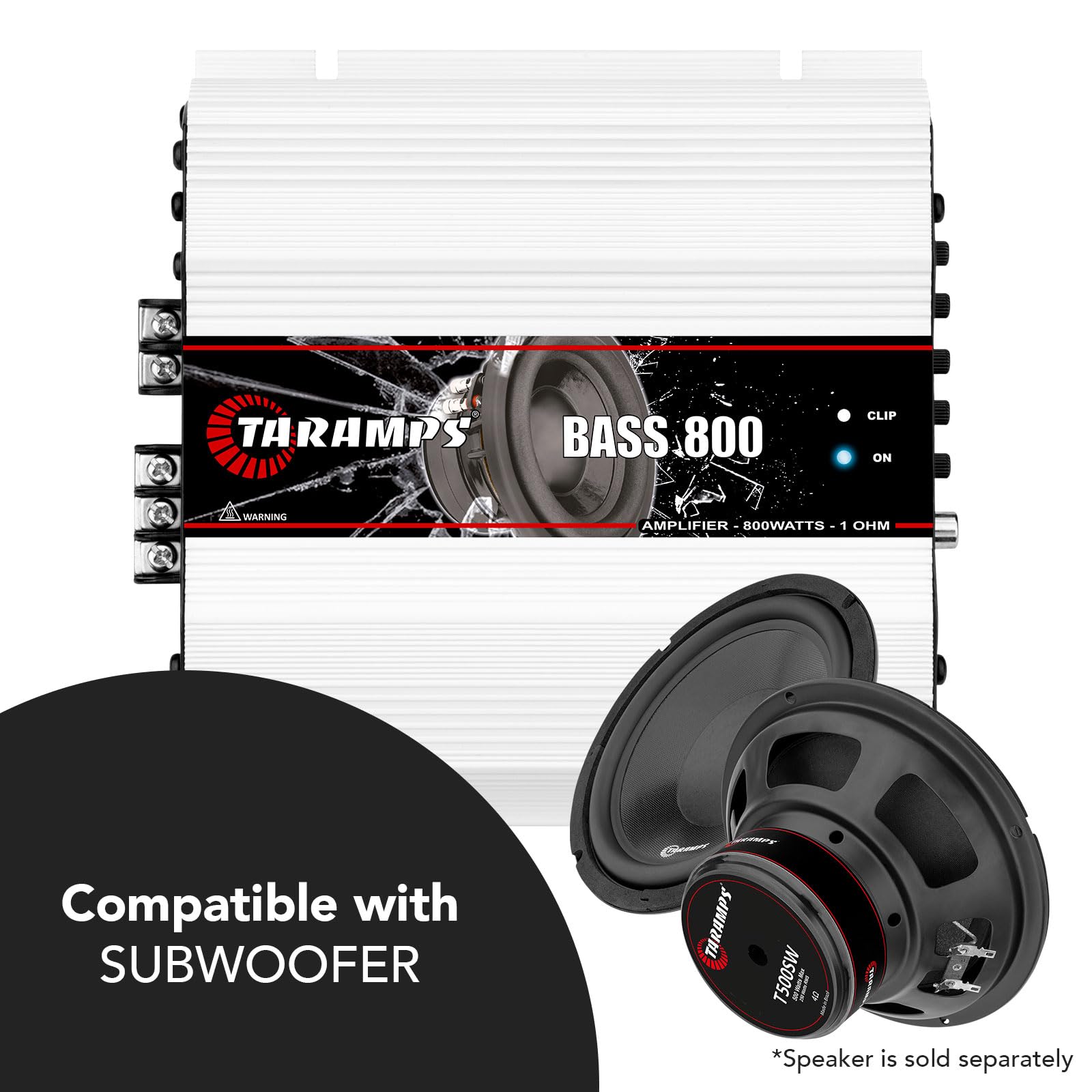 Amplificador de Audio Taramps Bass 800 vatios Rms 1 Canal 1 ohmio para Coche