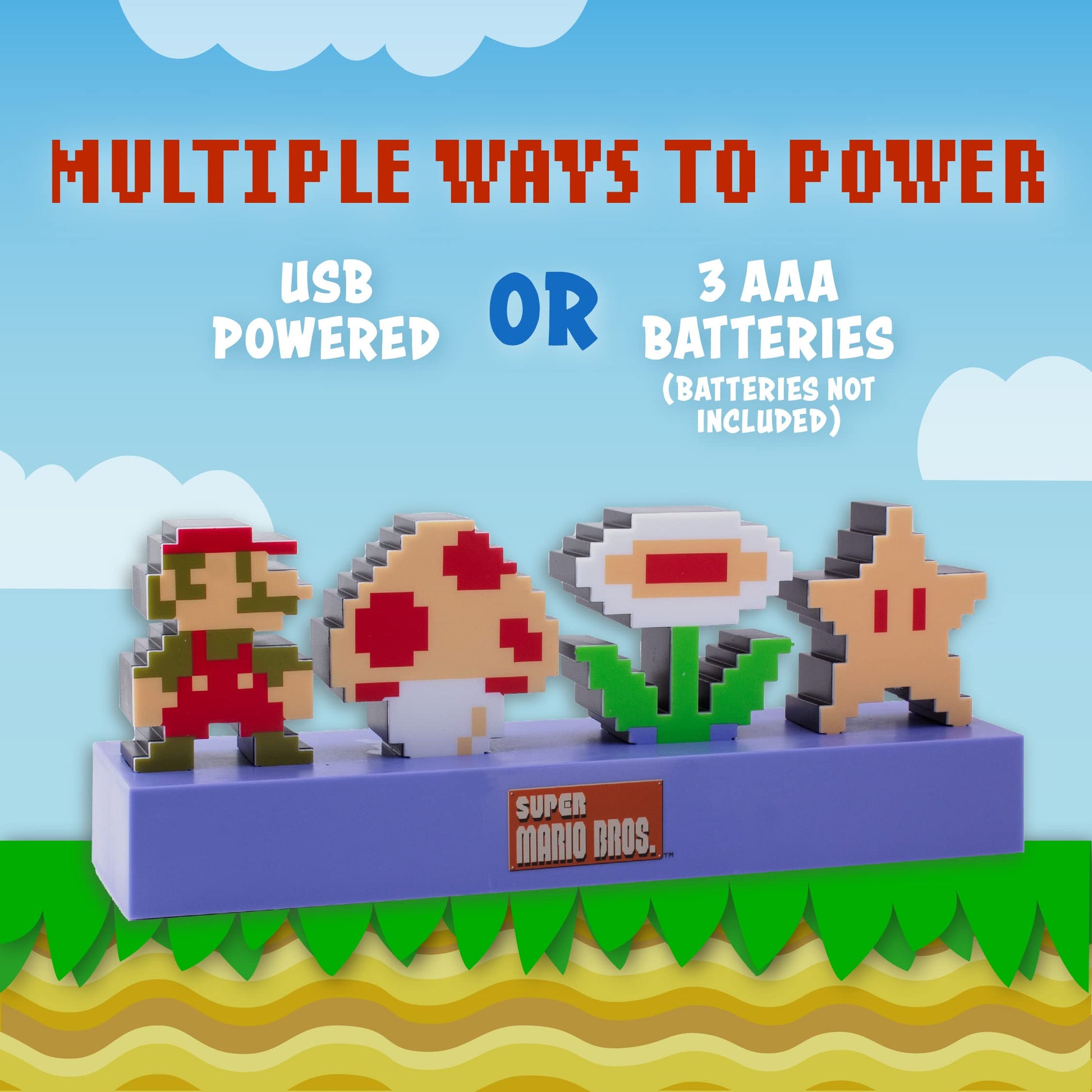 Figura Decorativa Iluminada Paladone Super Mario Bros Icons para Recámara