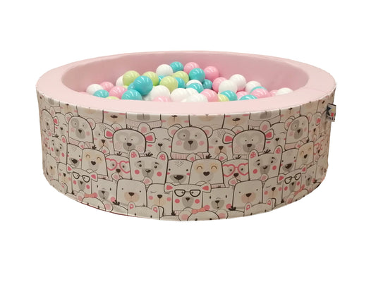 Alberca de Pelotas Kids Colors Vinipiel Ositos 100x30 cm Incluye 300 Pelotas