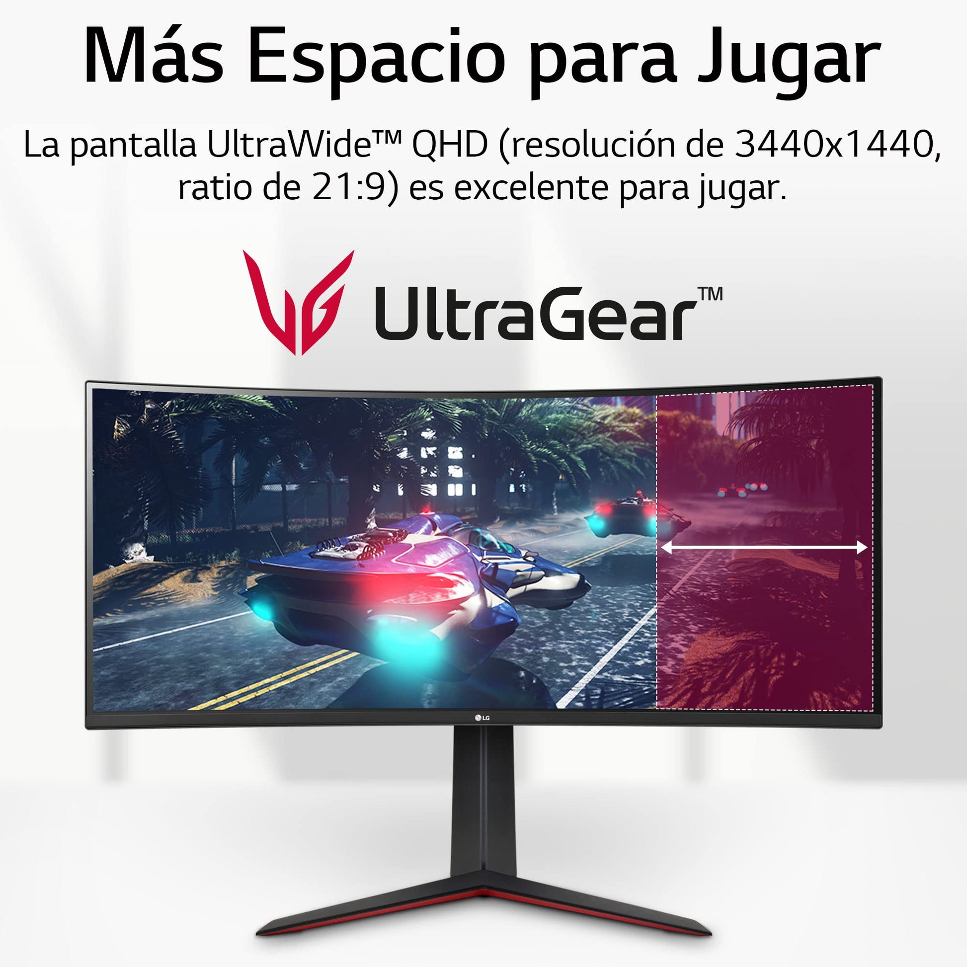 LG Monitor Curvo UltraWide Gaming 34" 160Hz VA WQHD, 34GP63A-B (2560 x 1440), Tiempo de Respuesta 1ms, MBR AMD FreeSync Premium, HDMI, Display Port, 1800R.