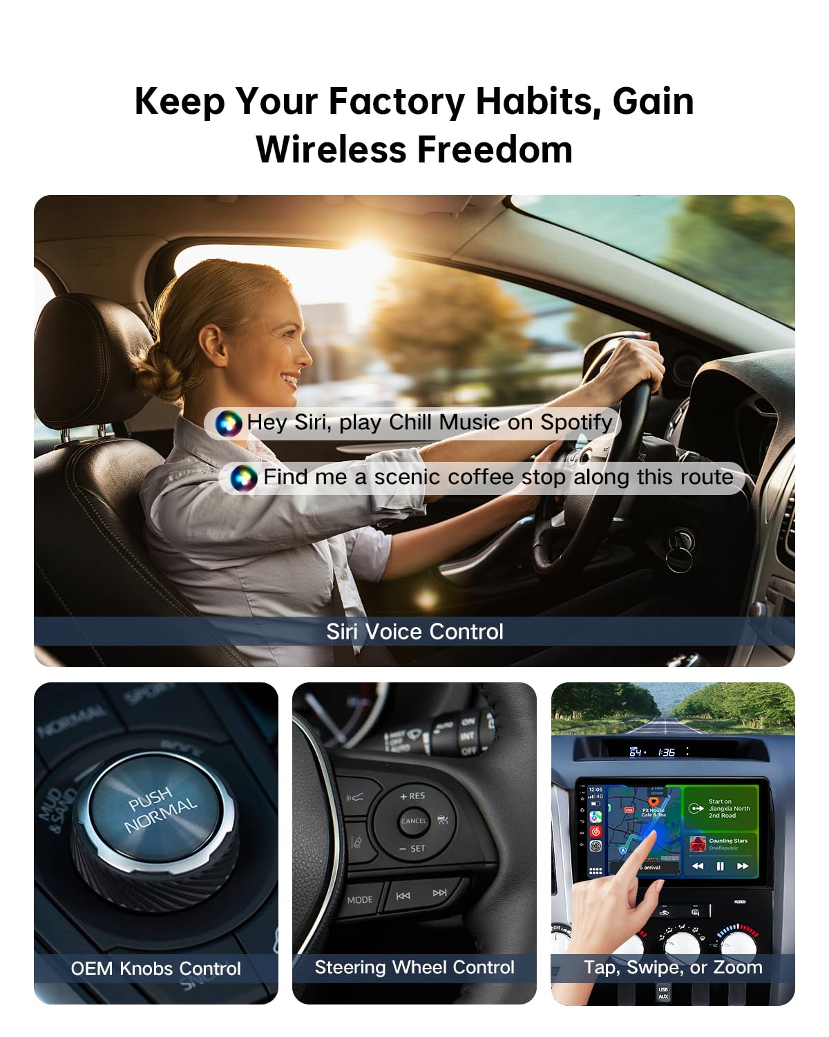 Adaptador Inalámbrico ViaBecs 2025 para Apple CarPlay iPhone 6+ Wi-Fi Doble Banda