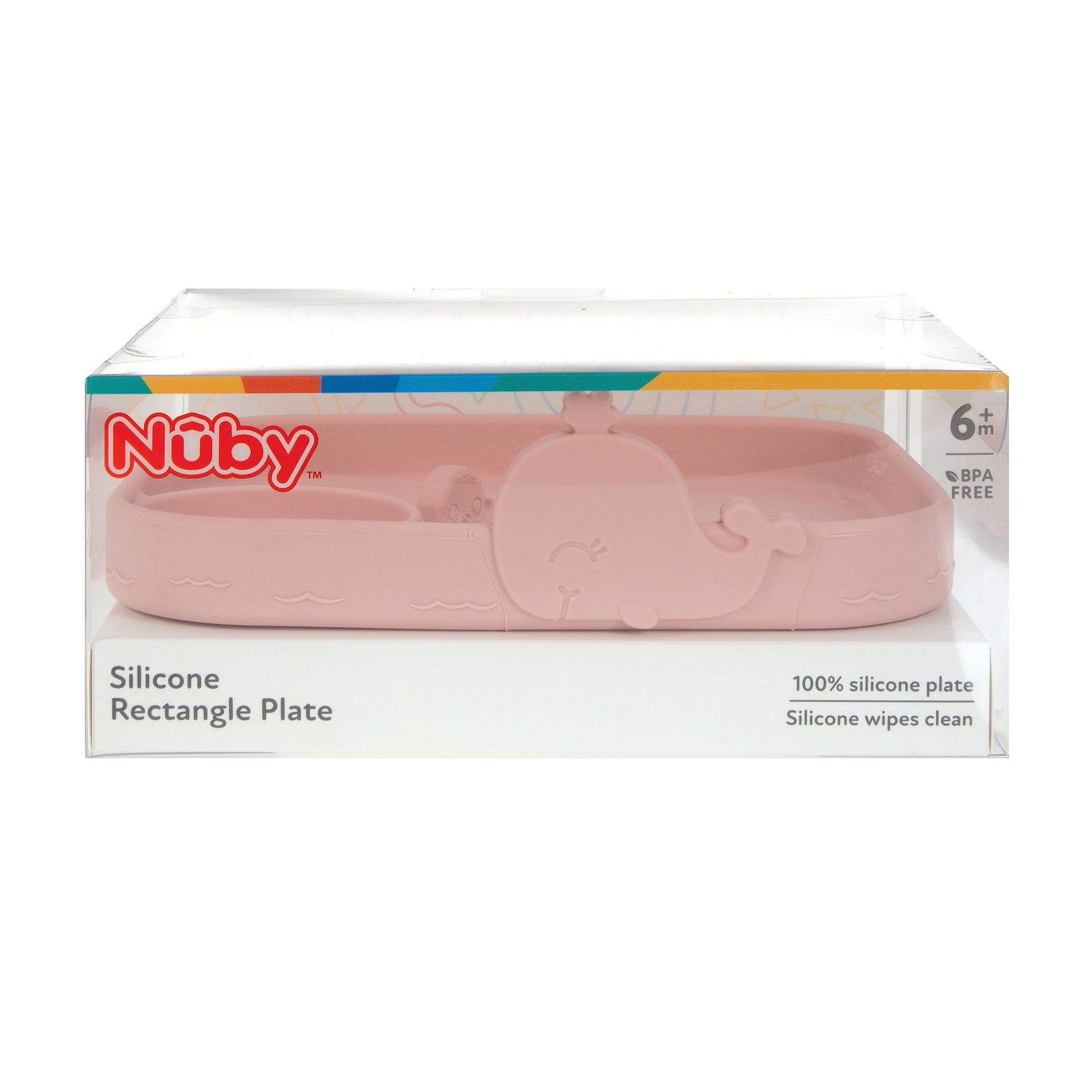Placa Redonda de Silicona Nuby Rosa Ballena para Niños Pequeños