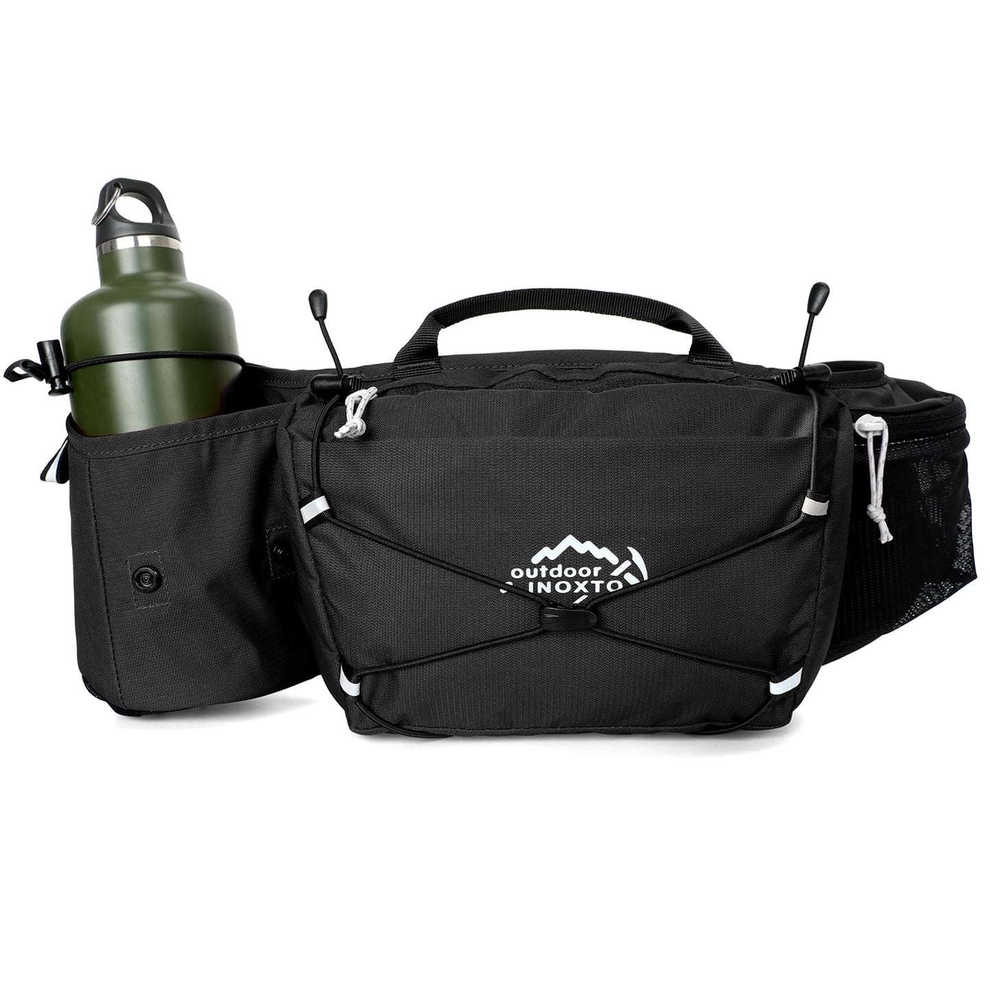 INOXTO - Riñonera deportiva para mujeres y hombres, paquete de cintura reflectante, para todos los teléfonos (Gary), Negro -