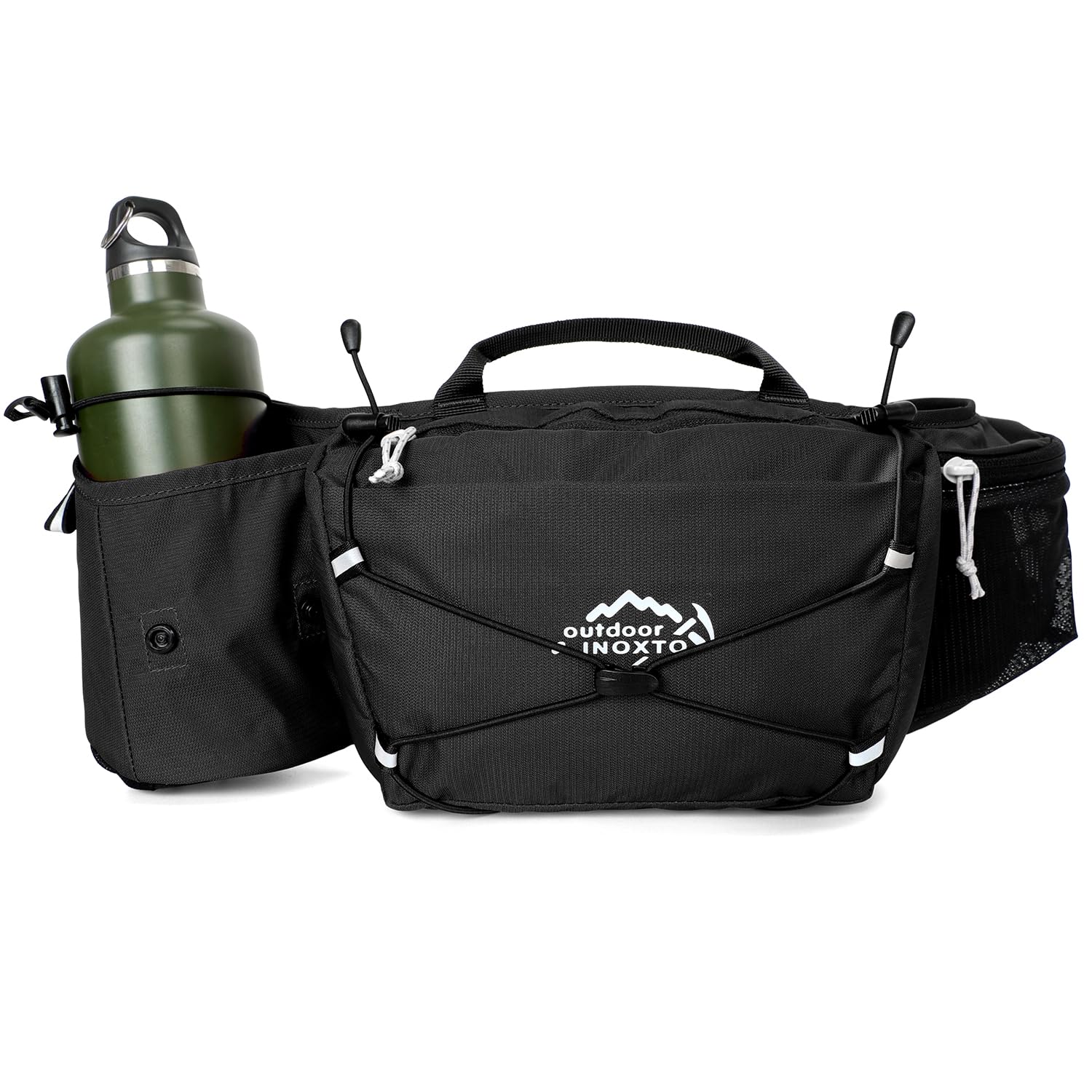 INOXTO - Riñonera deportiva para mujeres y hombres, paquete de cintura reflectante, para todos los teléfonos (Gary), Negro -
