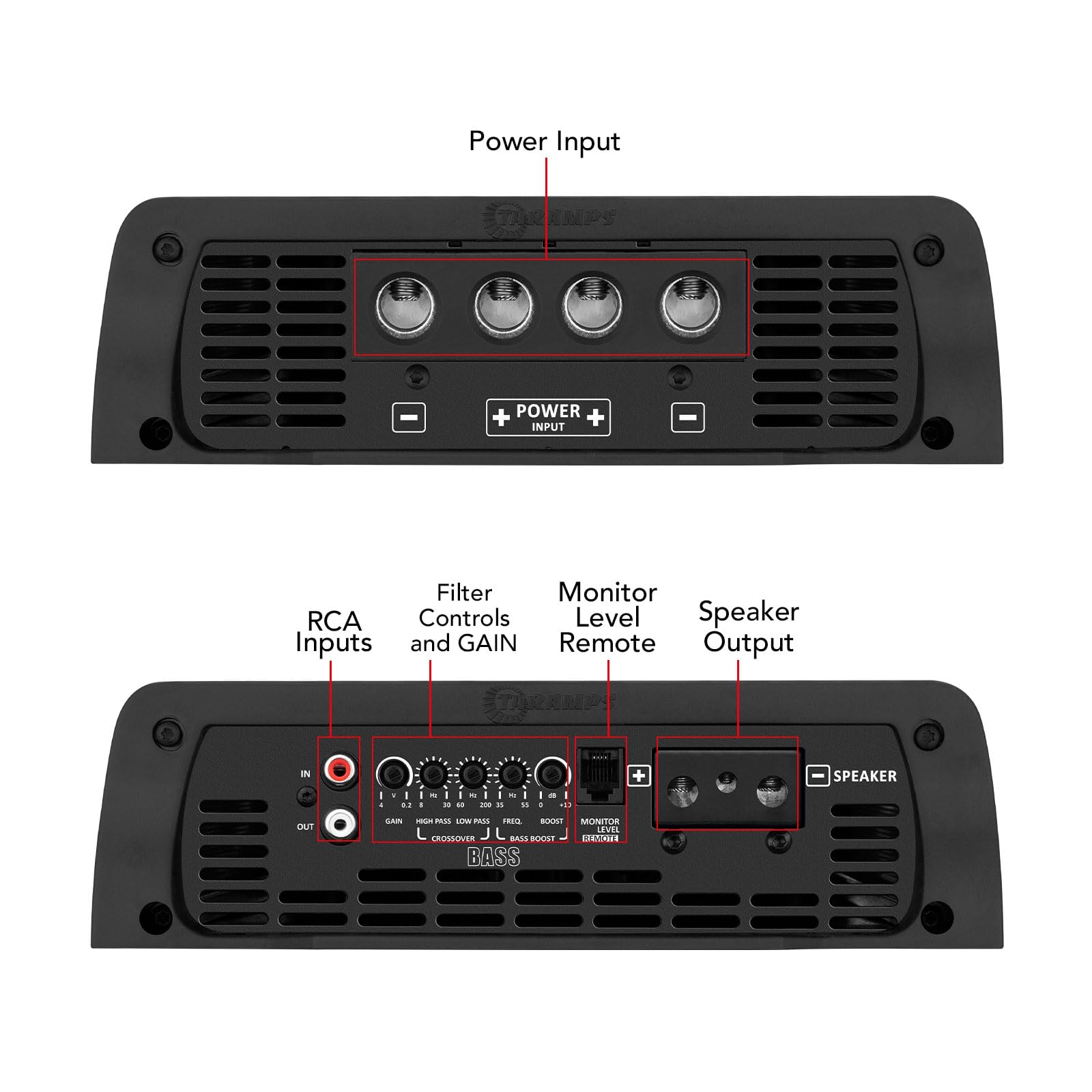Amplificador Digital Monobloque Taramps Negro de 5000 Vatios Rms con Efectos RGB para Sistema de Audio de Coche