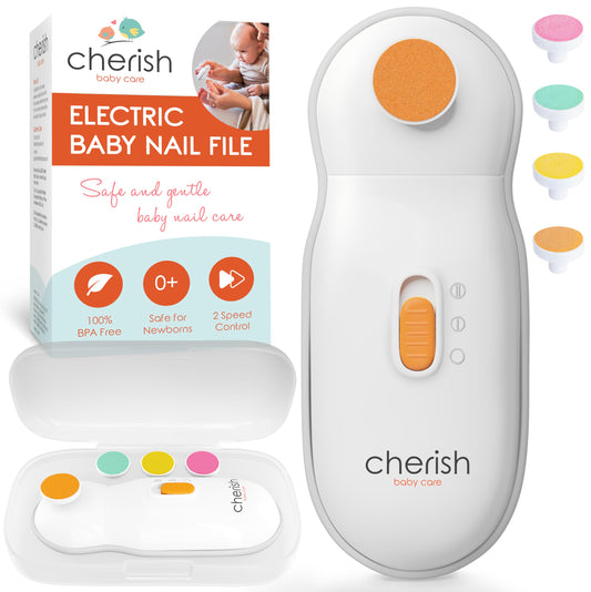 Cherish Baby Care Lima de uñas eléctrica para bebé: recortadora de uñas para bebés y niños pequeños: más seguro que los cortaúñas para bebés, kit de aseo y juego de manicura para bebés