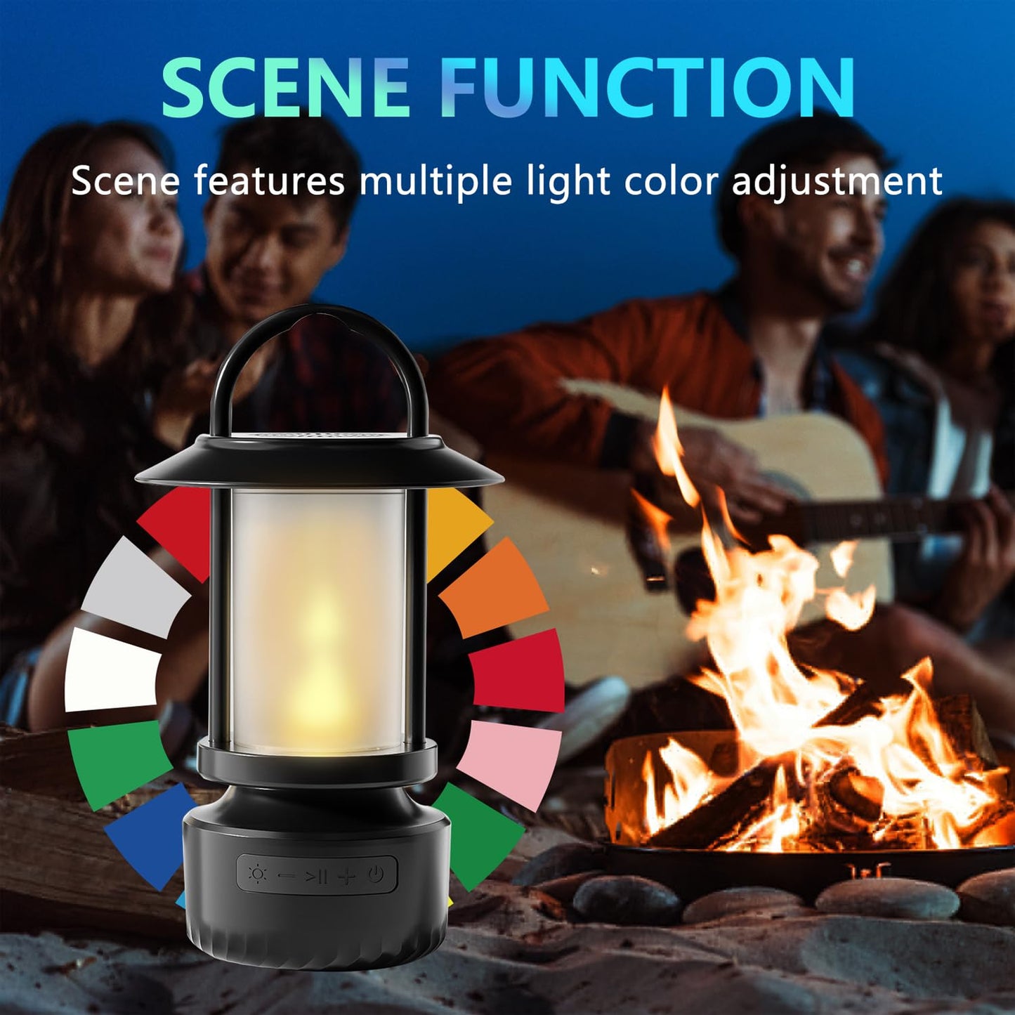 Altavoz Bluetooth al aire última intervensión, linterna de camping, altavoz impermeable para acampar, luz nocturna que se puede utilizar para la decoración de patios, porches, jardines, patios