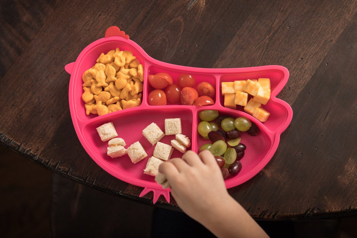 Innobaby Din Din Smart - Bandeja de silicona para pollos infantiles, Rosado