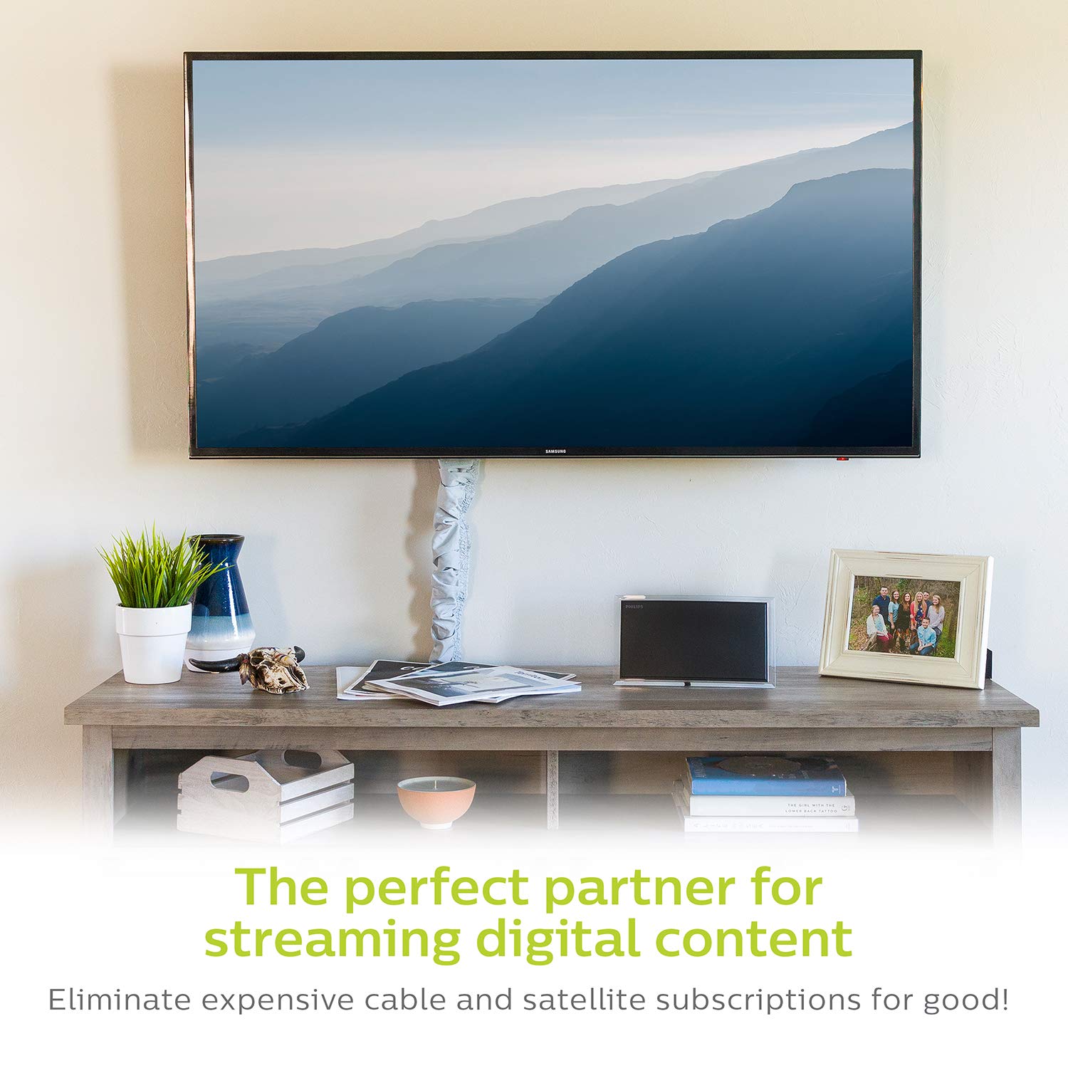 Philips SDV3237N/27 - Antena de TV amplificada para Interiores, Orejas de Conejo dipolares Extensibles, 4K 1080P VHF UHF, Largo Alcance, Amplificador de señal Amplificador, Antena Digital HDTV,
