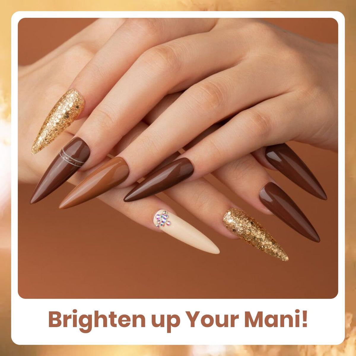 Beetles Gel Polish Nude Marrón, Set de 6 Colores con Glitter UV LED Pro