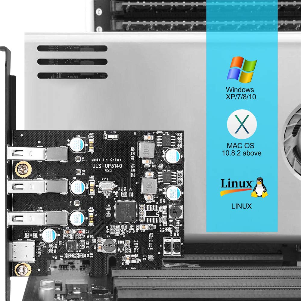 Tarjeta de Expansión USB PCIe 3.0 YEELIYA 4 Puertos USB-C y Tipo A con Soporte de Perfil bajo