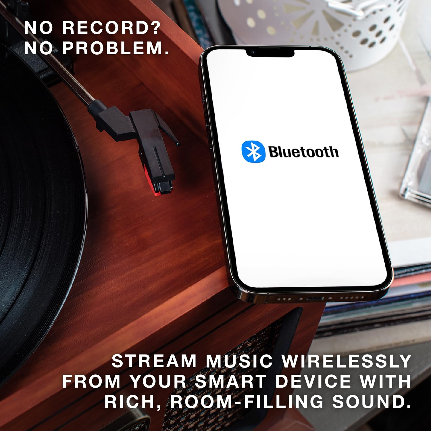 Tocadiscos Nostalgic Victrola Natural con Bluetooth y Centro Multimedia