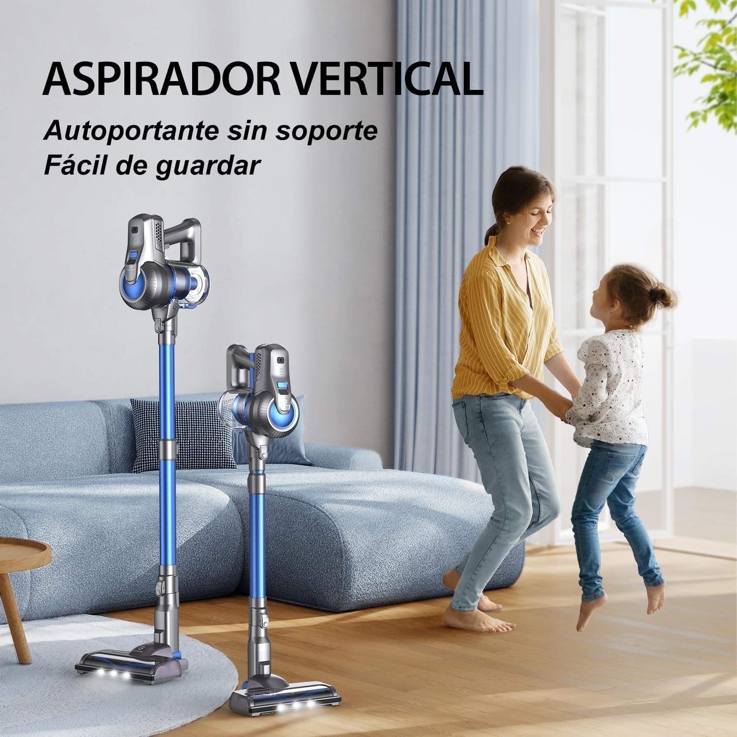 Greenote aspiradora inalambrica, 22000 Pa aspiradora de Mano 4 en 1, 200 W aspiradoras potentes con LED, Vacuum Cleaner de función de autoportante, Cepillo para Suelos Duros/pelos de Mascotas