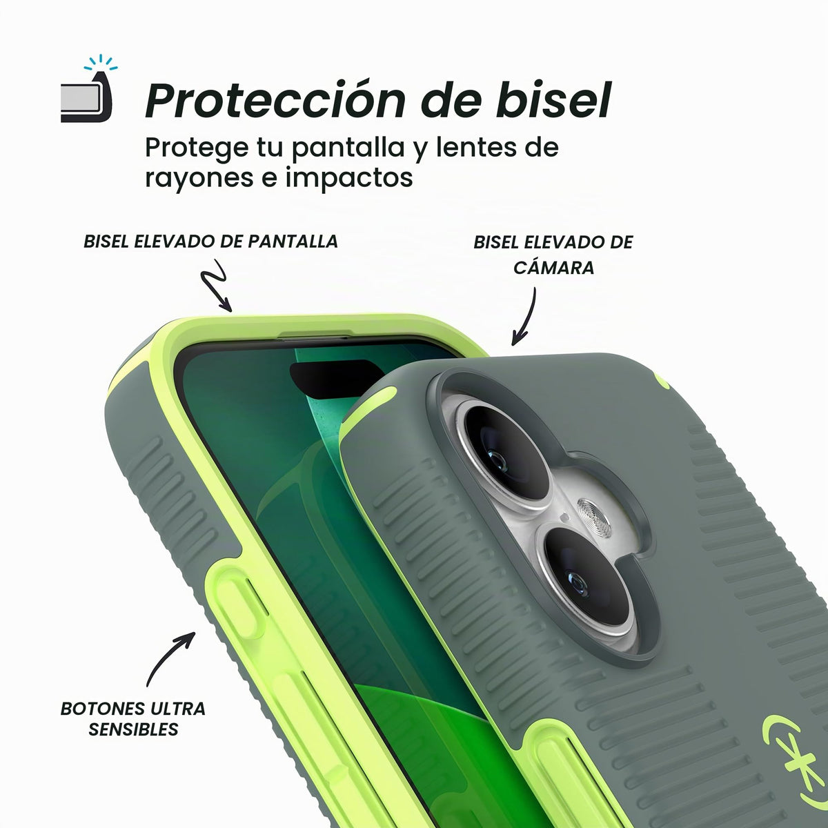 Funda para iPhone 17 Speck Neo Drab Verde Brillante Grip Candyshell