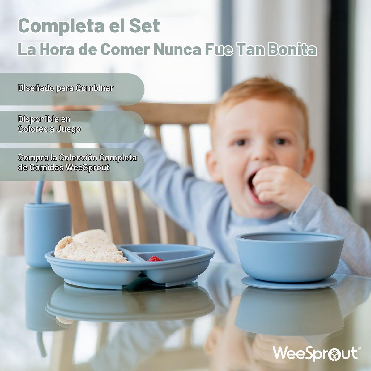 WeeSprout Suction Bowls for Baby (Set of 2) - 100% Silicone Toddler Bowl w/Plastic Lid - Leak Proof Feeding Supplies - Dishwasher & Microwave Safe Infant Bowls w/Extra Strong Suction Base