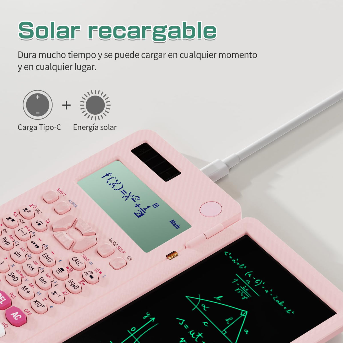 Calculadora Científica Recargable ROATEE 991ES Negra con Visualización en 4 Líneas y Tablet de Escritura LCD para Estudiantes