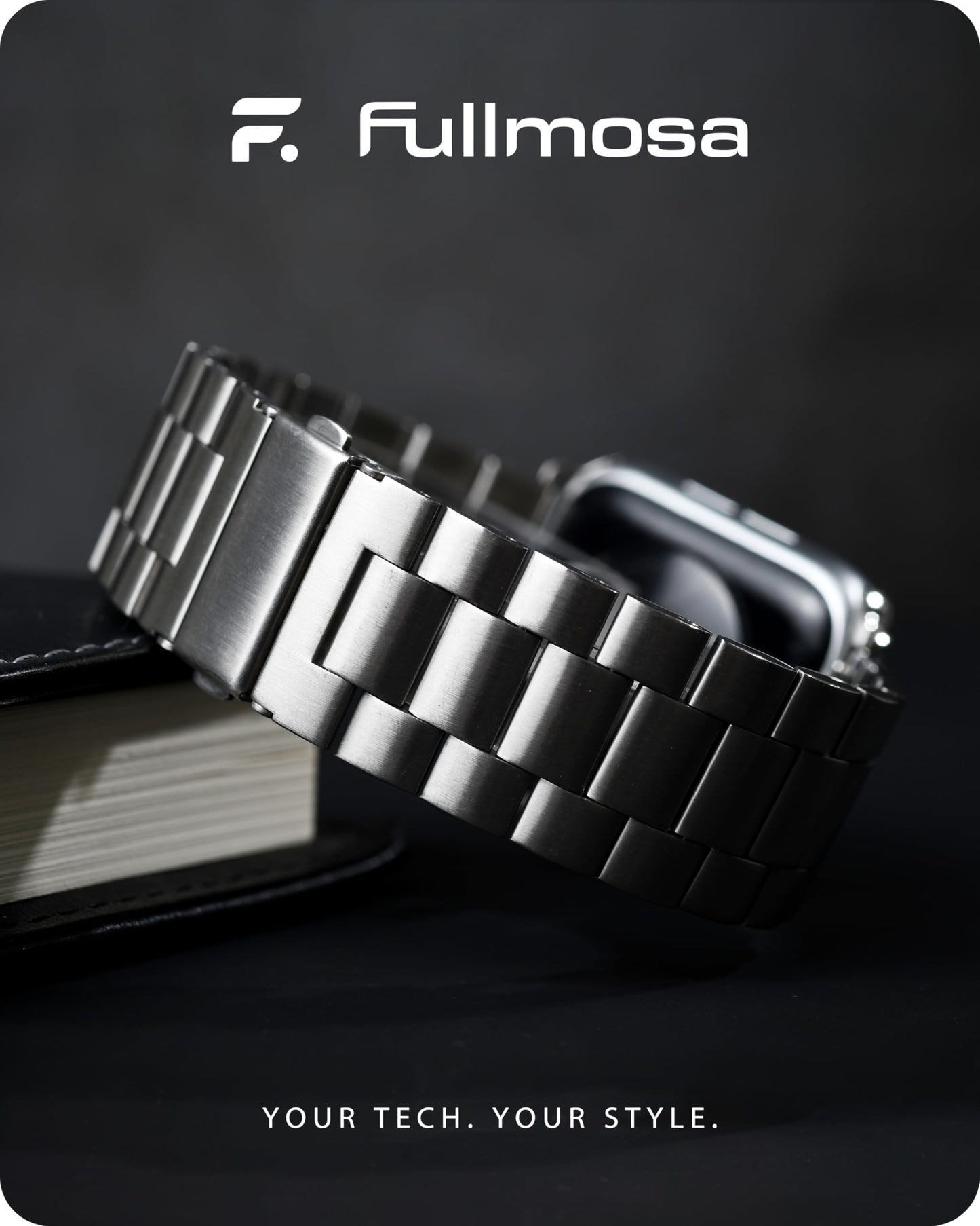 Fullmosa Correa Compatible Con Apple Watch 40mm 42mm（Series 10) 38mm 41mm,Pulsera Acero Inoxidable con Case Para iWatch SE/Series 10/9/8/7/6/5/4/3/2/1,40mm 38mm 41mm Plata