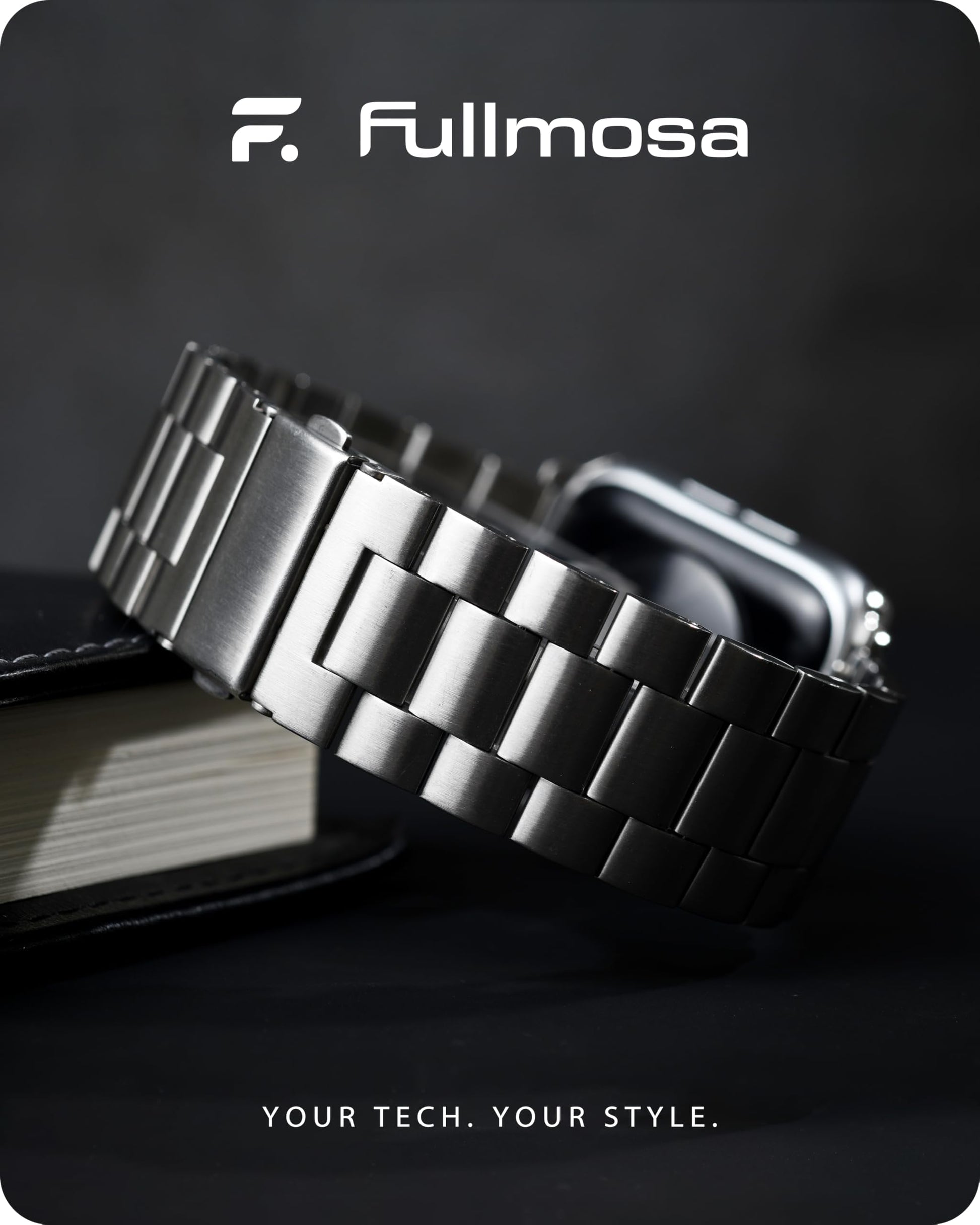 Fullmosa Correa Compatible Con Apple Watch 40mm 42mm（Series 10) 38mm 41mm,Pulsera Acero Inoxidable con Case Para iWatch SE/Series 10/9/8/7/6/5/4/3/2/1,40mm 38mm 41mm Plata
