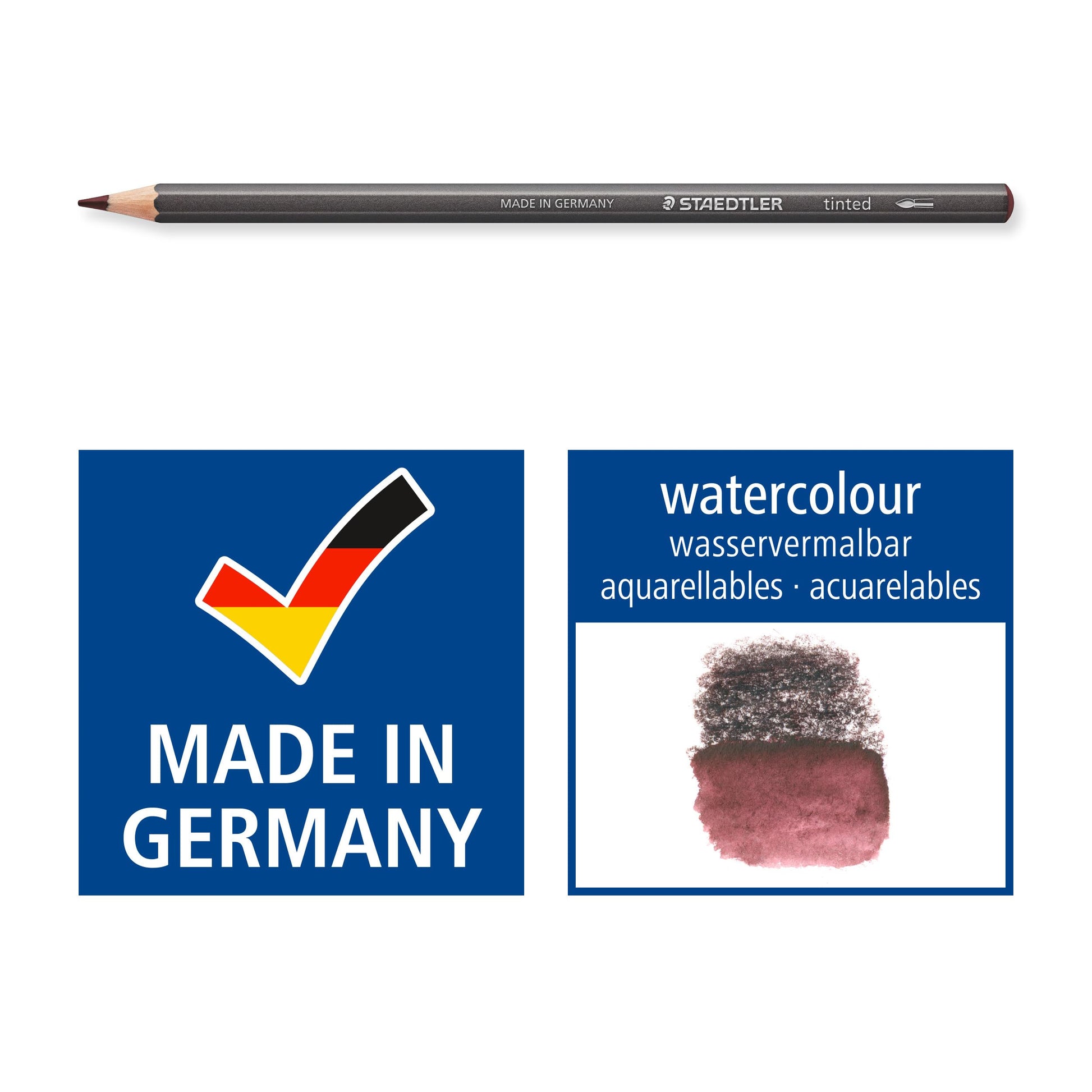 Staedtler - Lápices de grafito tintados solubles en agua, juego de acuarela, preafilados, 12 colores en lata de metal, 14610T M12