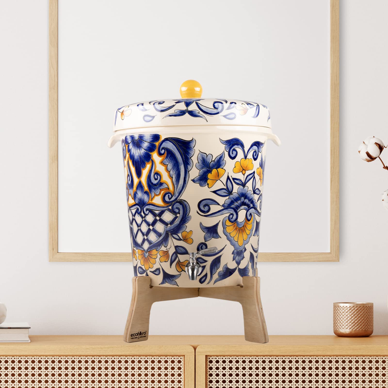 Ecofiltro Toma Agua Dona Agua | Ecofiltro Purificador Dispensador y Filtro de Agua Cerámica 8 Litros Edición Decorados Taxco Ecológico con Carbón Activado para Decoración de Casa, Oficina y Cocina