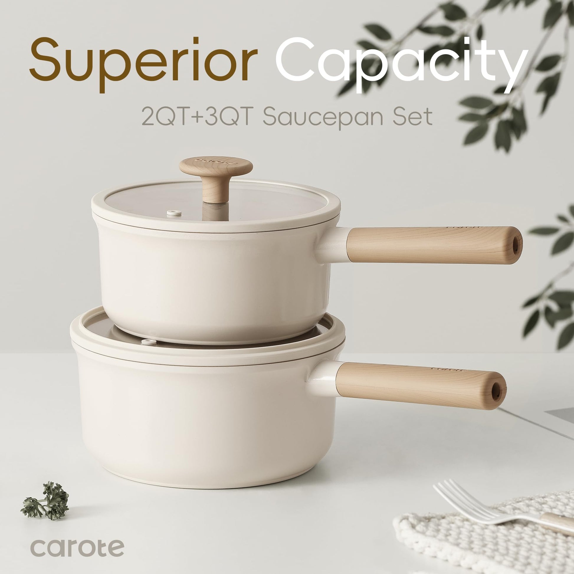 CAROTE - Juego de 12 ollas y sartenes, juegos de utensilios de cocina de cerámica antiadherentes, utensilios de cocina de inducción antiadherentes, juego de cocina de granito con sartenes y cacerola